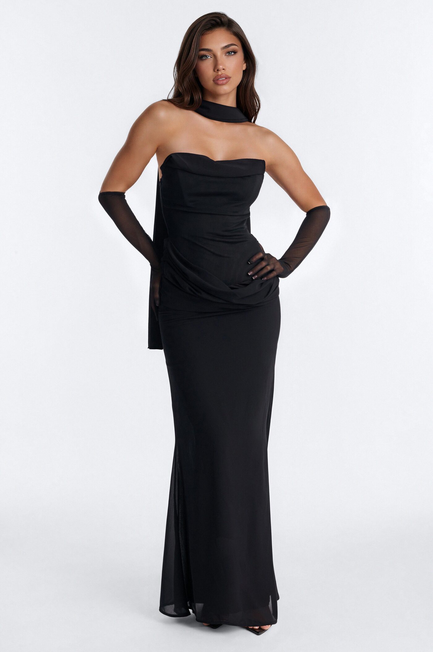 Rich Energy Chiffon Gown - Black