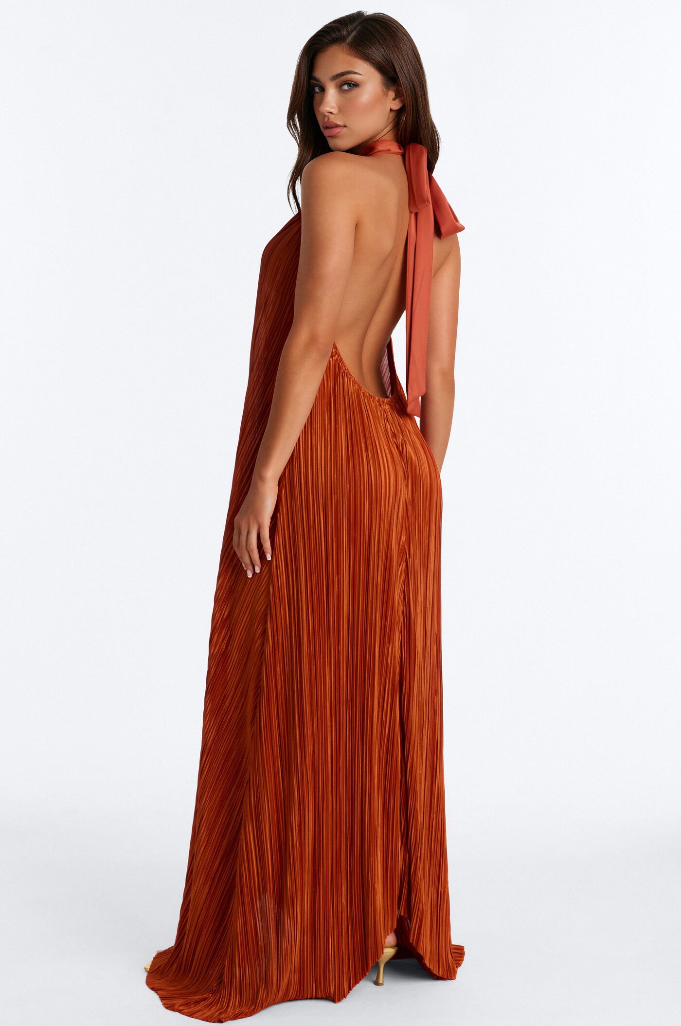 Can't Reach Me Plisse Maxi Dress - Rust