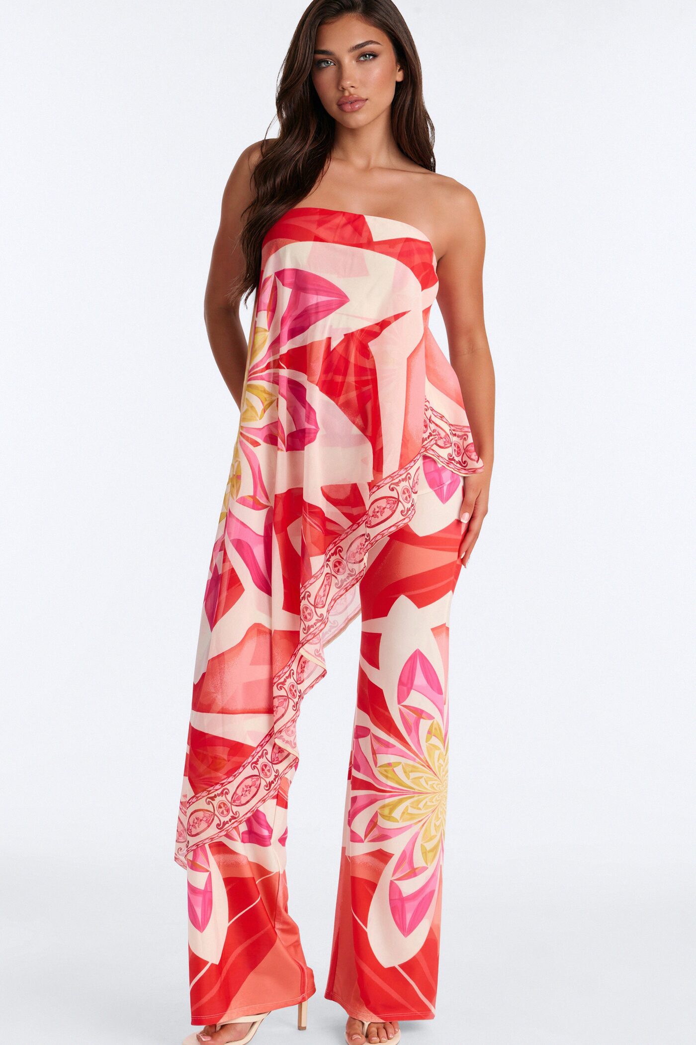 Sasha Flowy Tropical Jumpsuit - Red