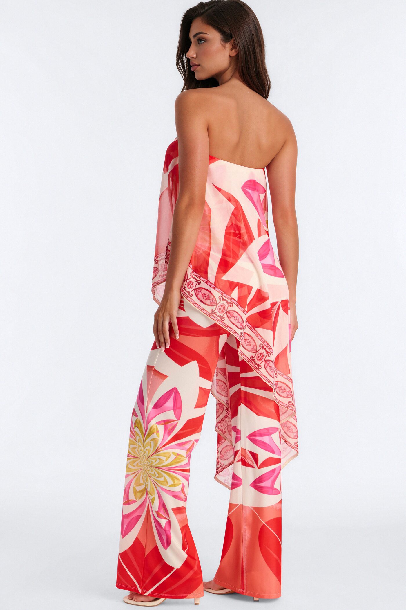 Sasha Flowy Tropical Jumpsuit - Red