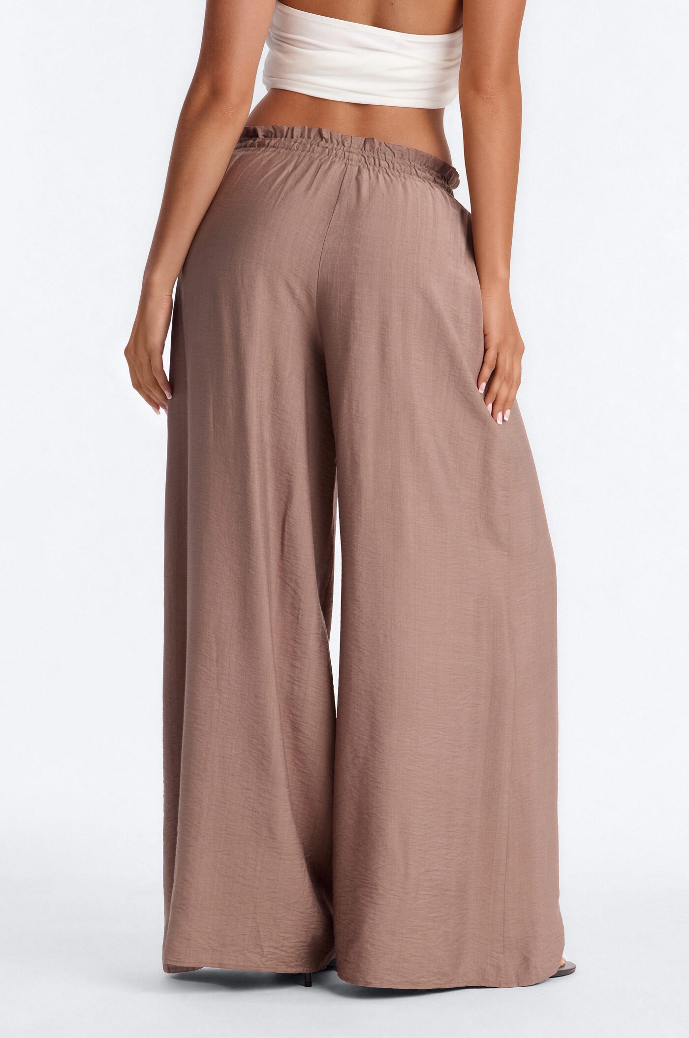 Lainey High Rise Wide Leg Pant 33″ - Mocha