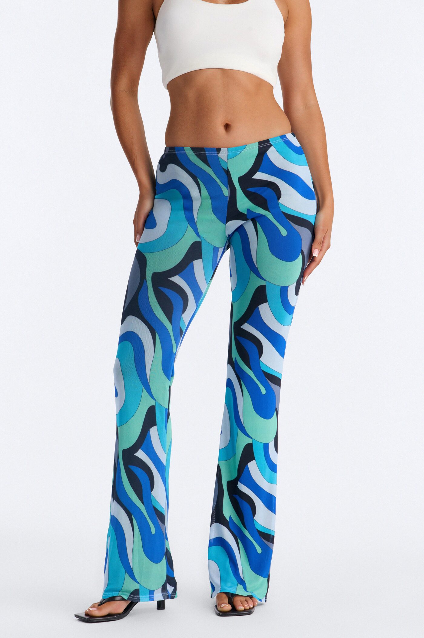 All That Low Rise Mesh Flare Pant - Blue/combo