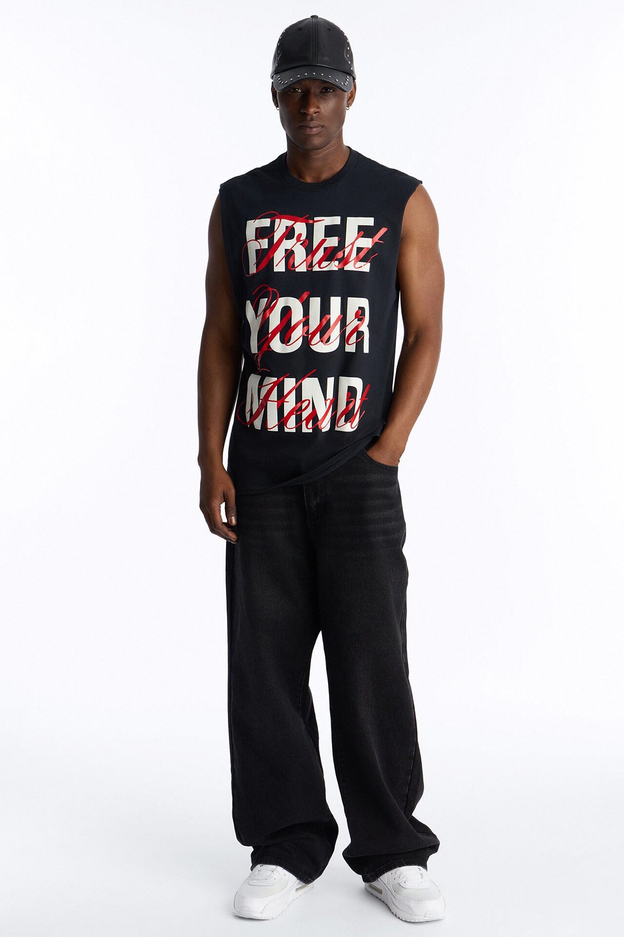 Free Your Mind Oversized Muscle Tank - Black