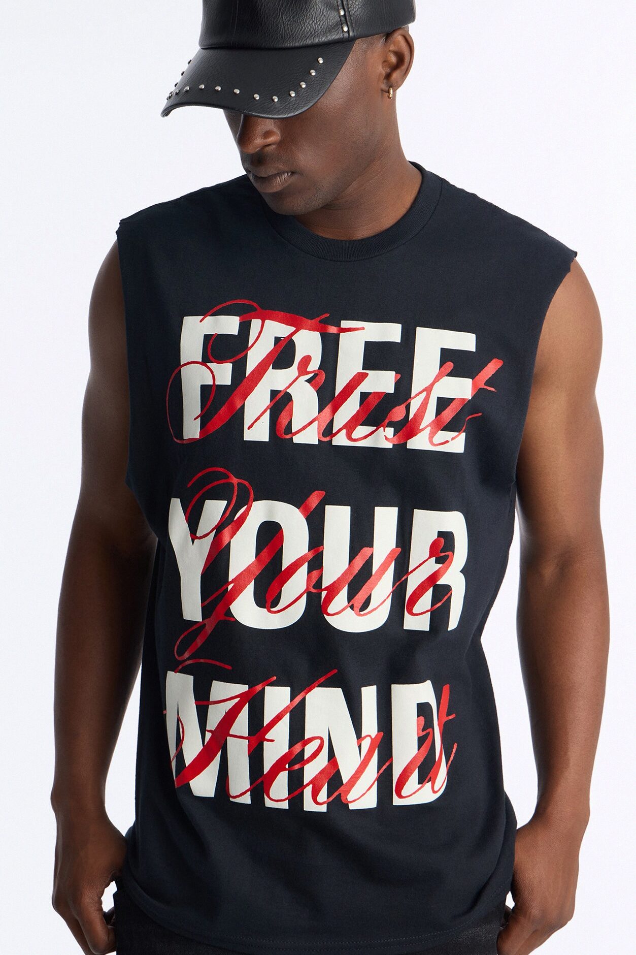 Free Your Mind Oversized Muscle Tank - Black
