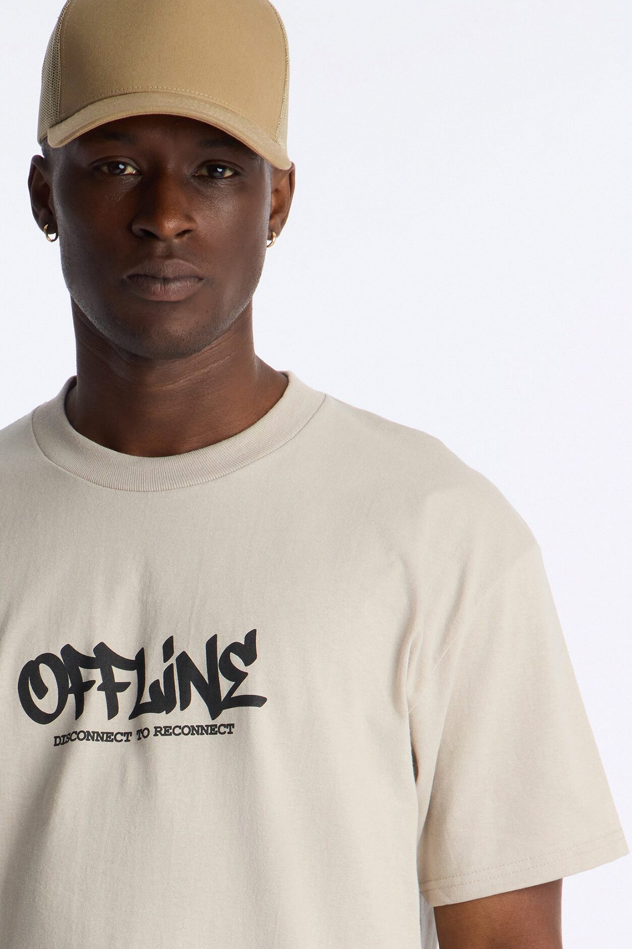 Going Offline Oversized Short Sleeve Tee - Light Grey