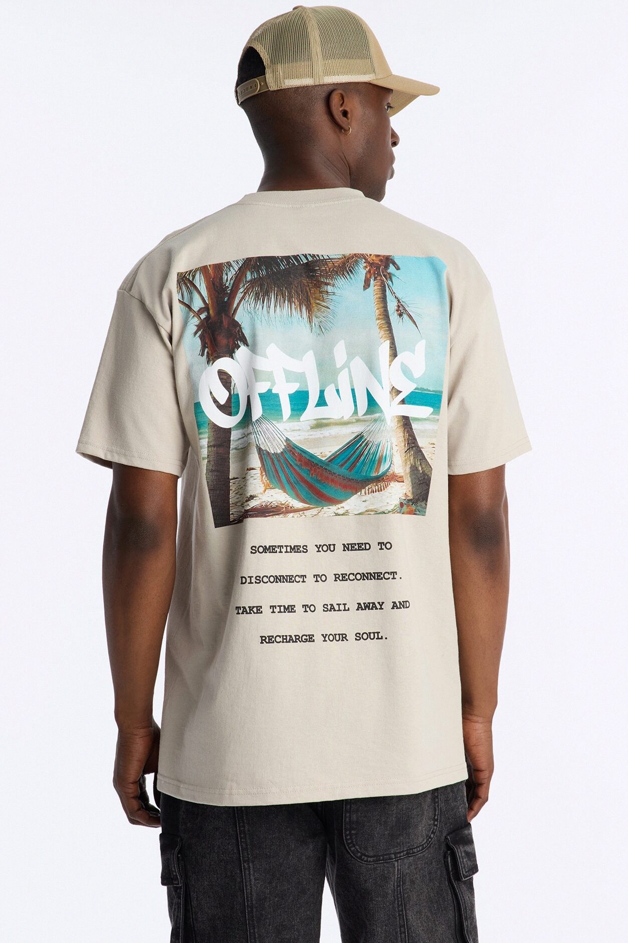 Going Offline Oversized Short Sleeve Tee - Light Grey
