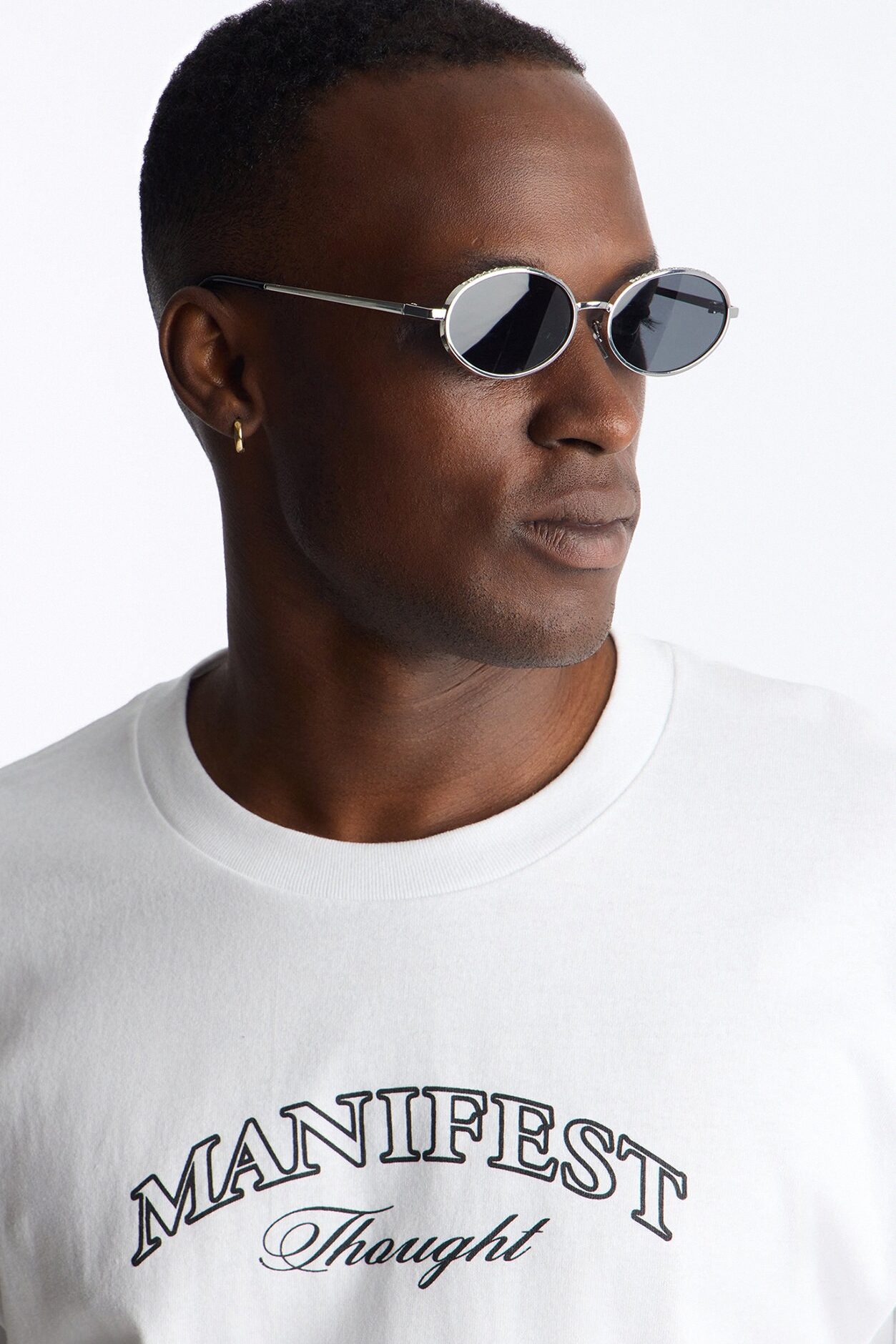 Revived Rhinestone Circular Sunglasses - Silver
