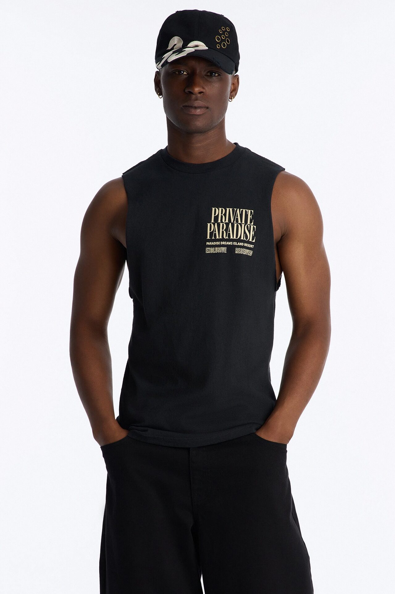 Private Paradise Muscle Tee - Black
