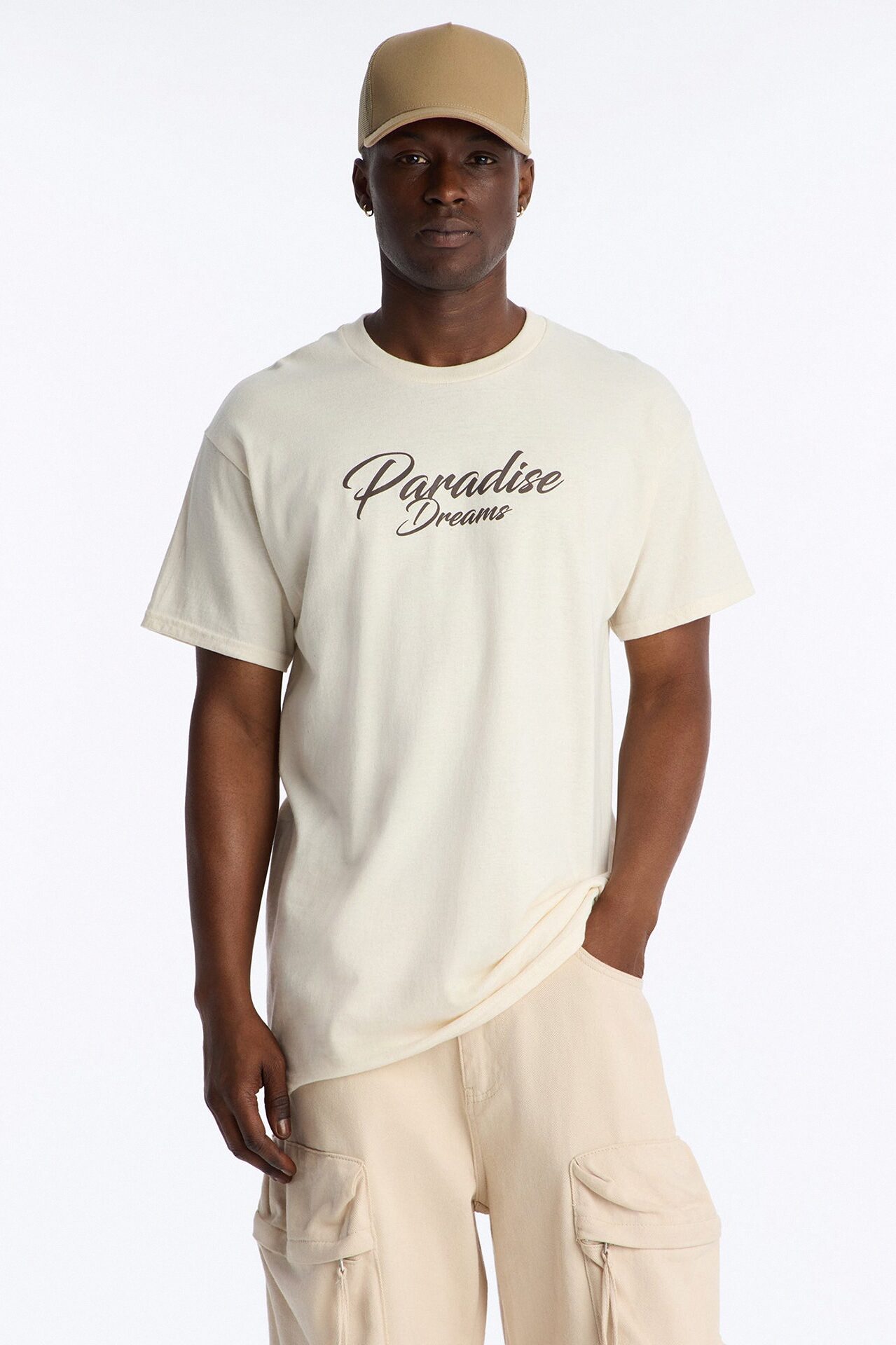 In Paradise Dreaming Oversized Short Sleeve Tee - Natural