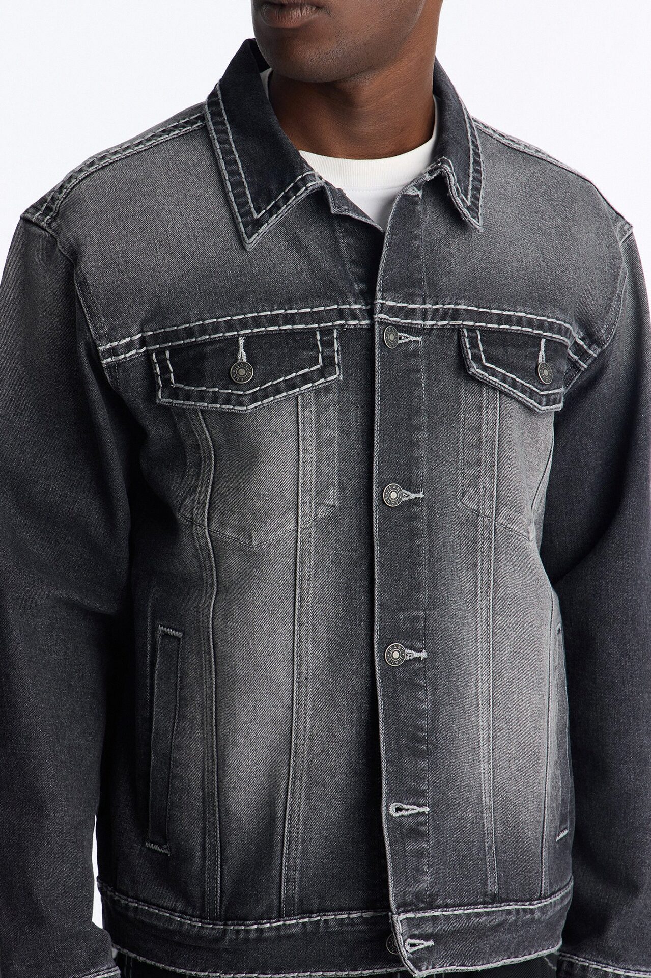Heavy Stitch Denim Trucker Jacket - Black Wash