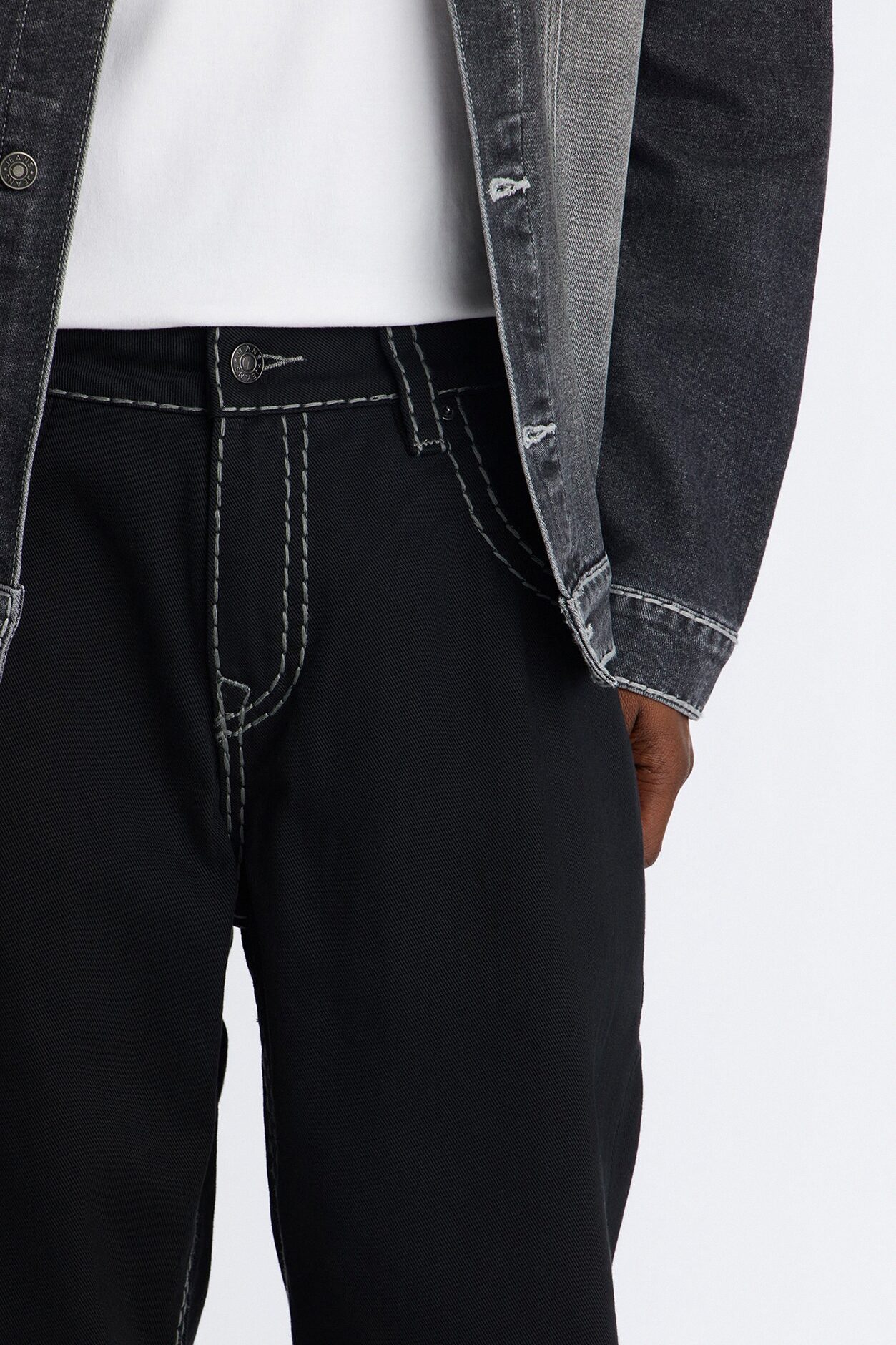 Heavy Stitch Barrel Jean - Black