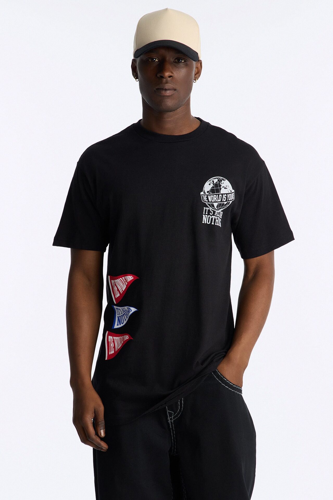 World Is Yours All Or Nothing Oversized Short Sleeve Tee - Black