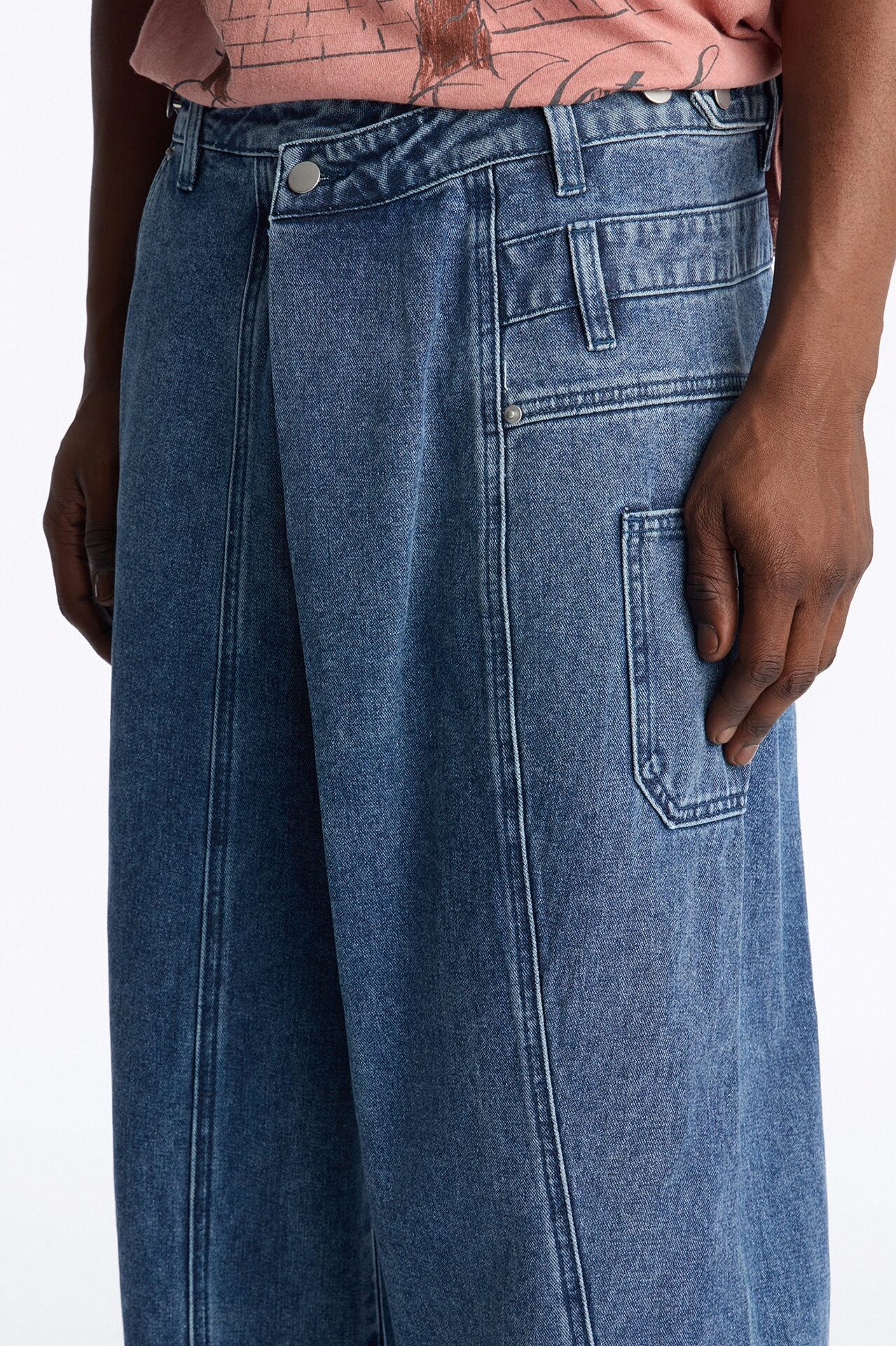 Baggy Crossover Come Again Jean - Medium Wash