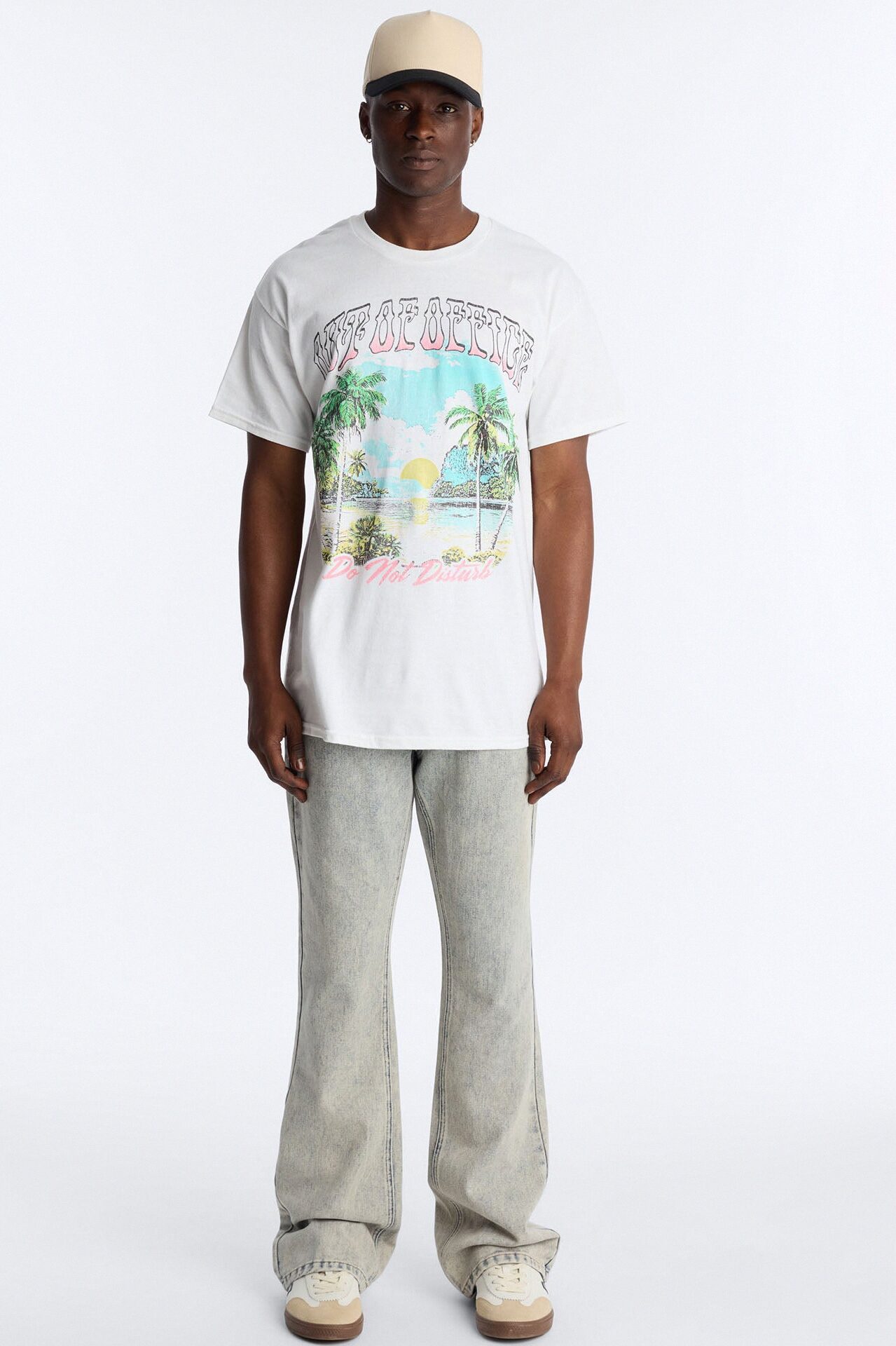 Out Of Office Do Not Disturb Oversized Short Sleeve Tee - White