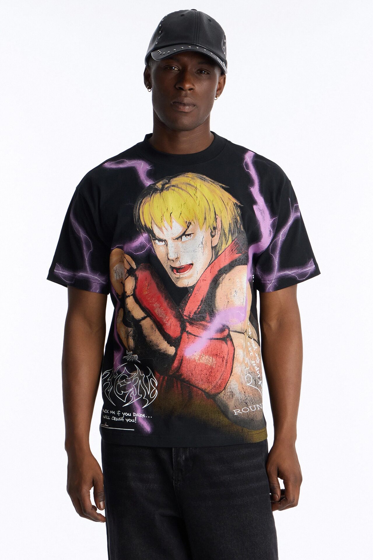 Street Fighter Ken Heavy Weight Boxy Short Sleeve Tee - Black