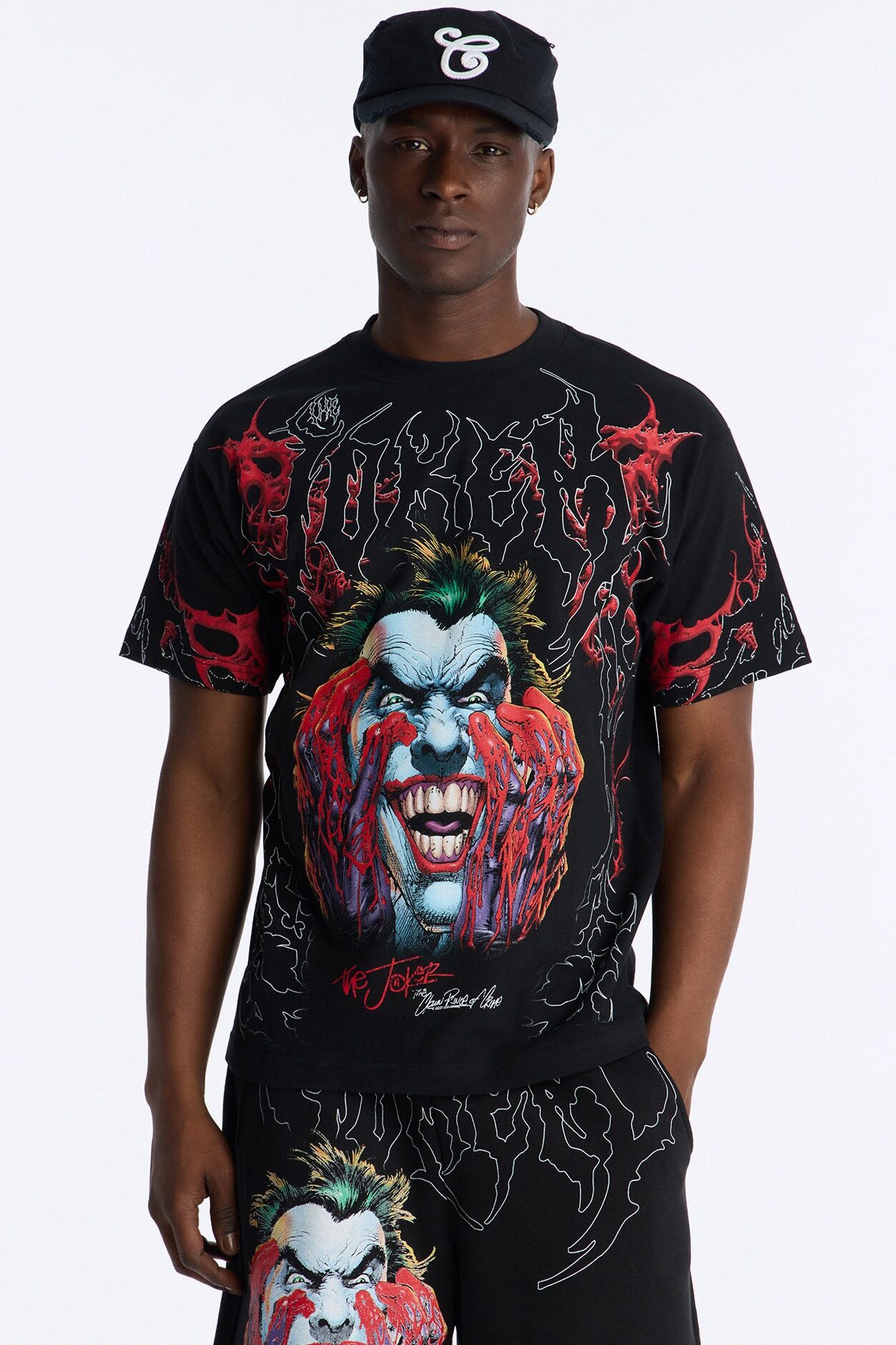 Joker All Over Print Heavy Weight Boxy Short Sleeve Tee - Black