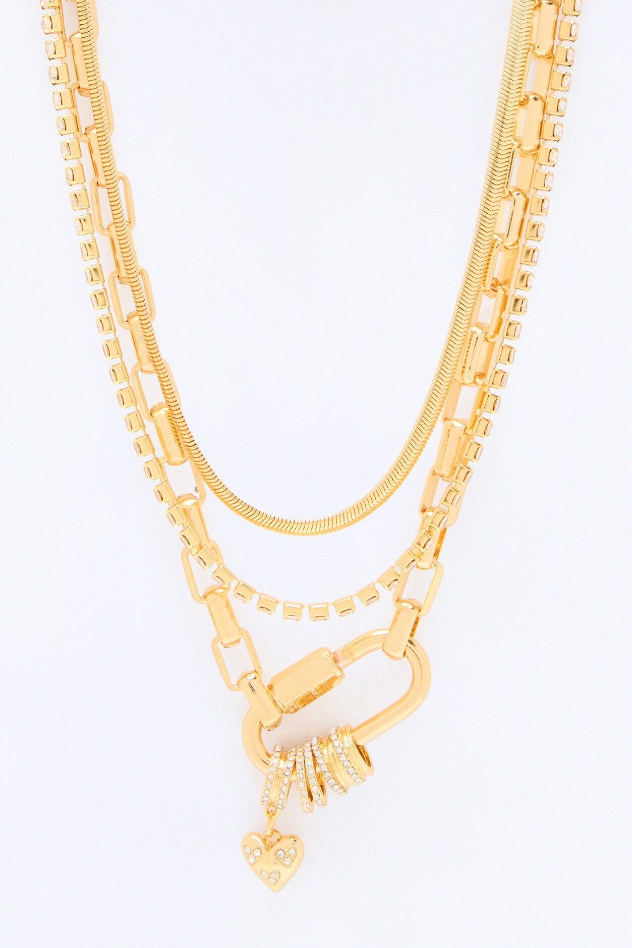 Heart Lock Layered Necklace - Gold