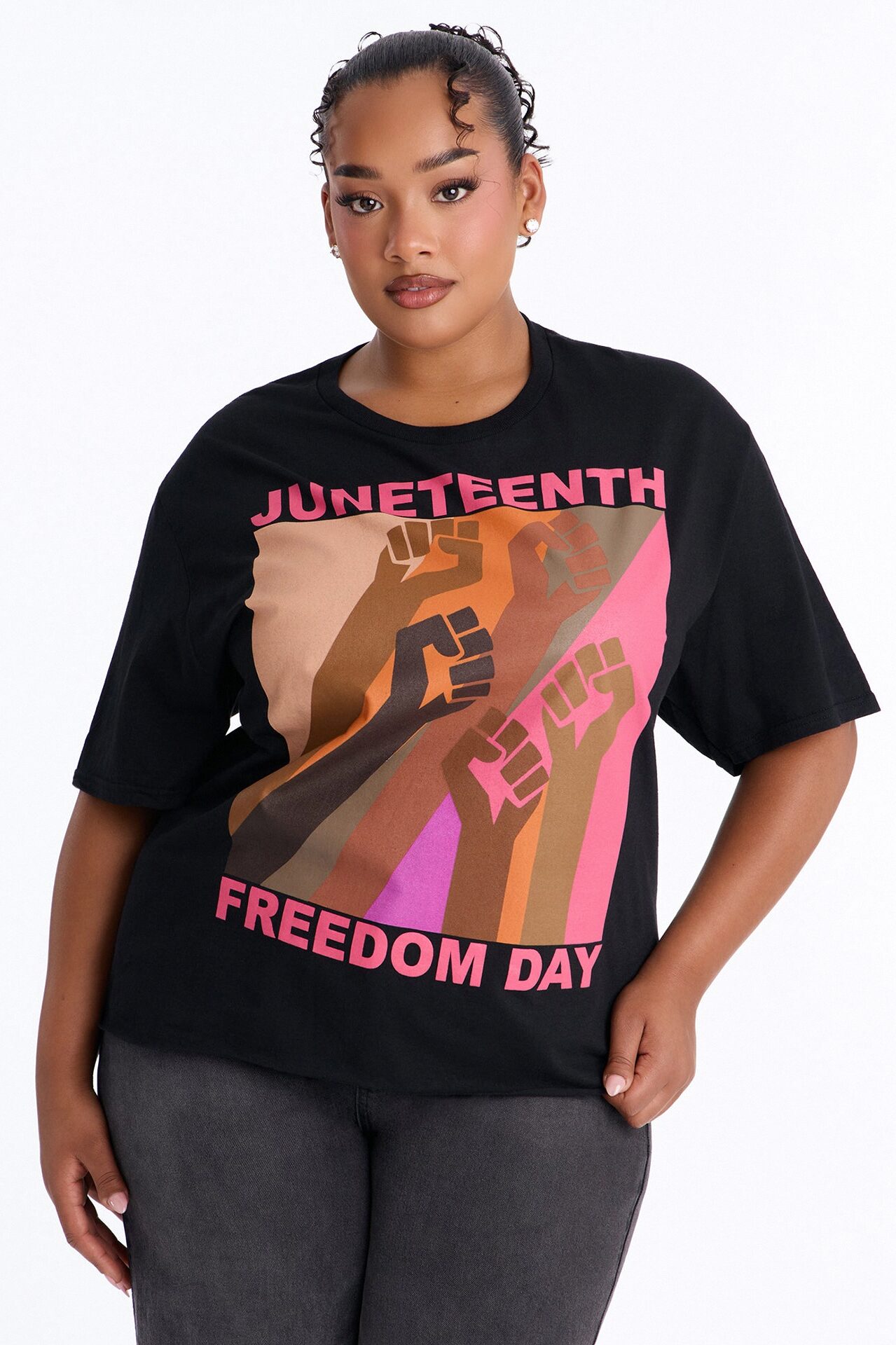 Freedom Day Hands Oversized Tee - Black
