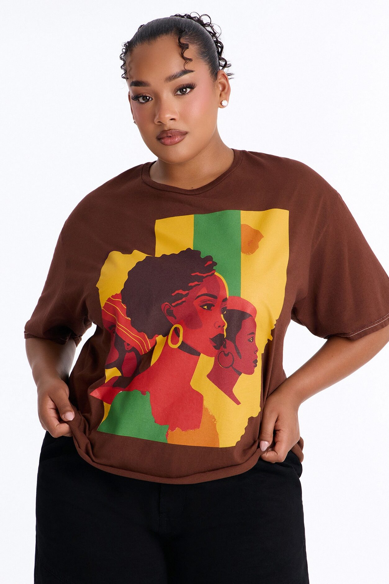 Women Love Oversized Tee - Brown
