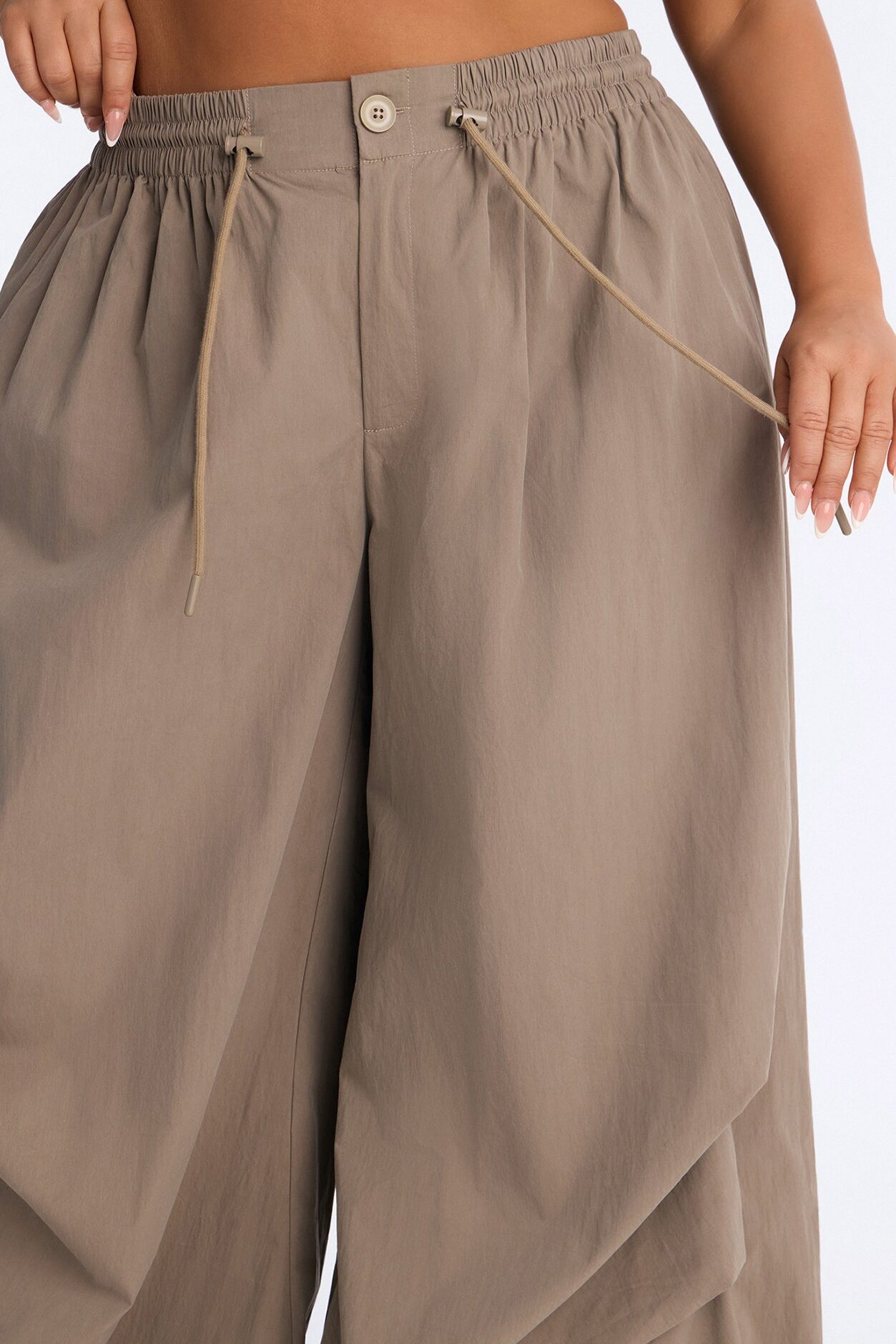 Hazel Stacked Drawstring Waist Super Wide Leg Pant - Caffe