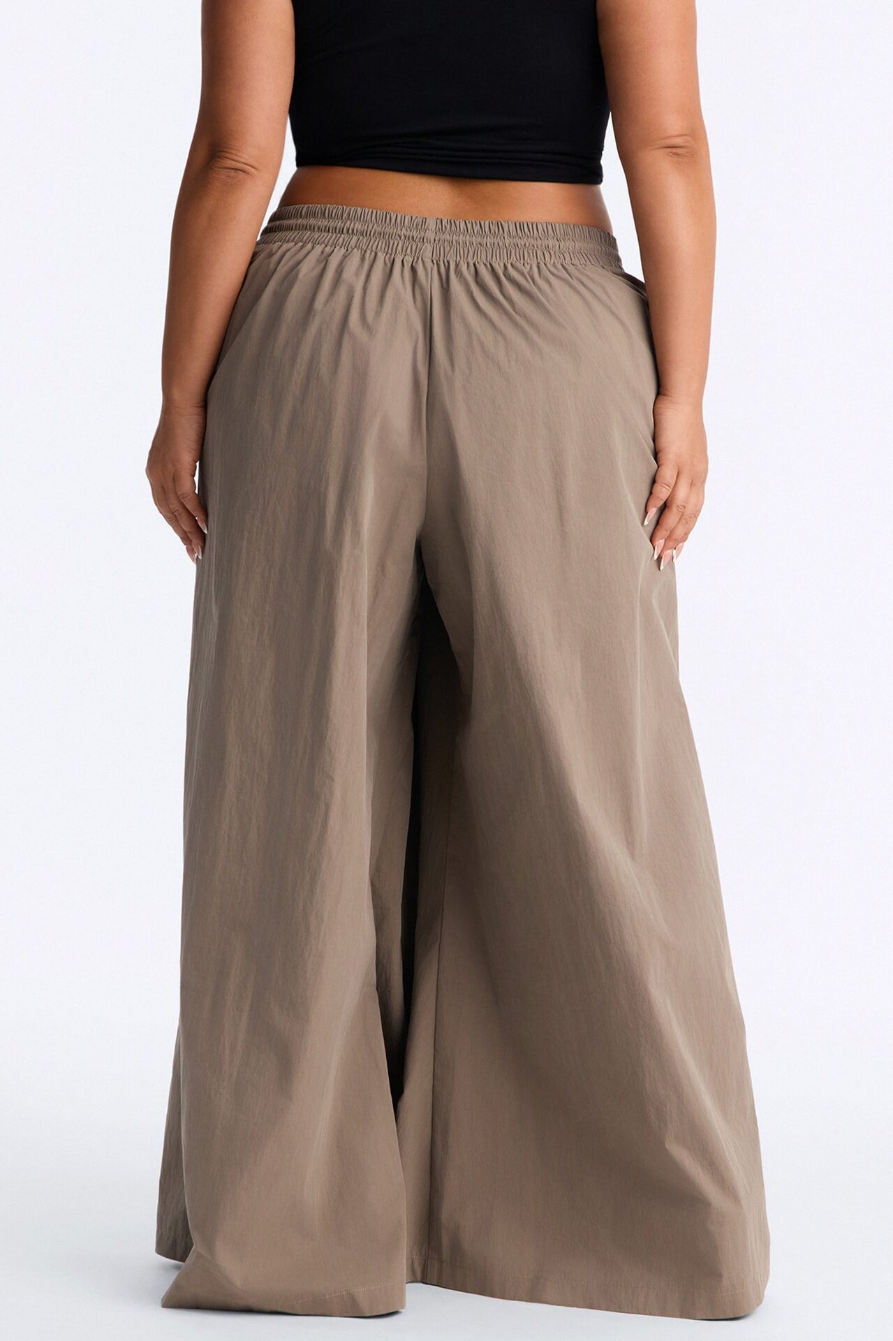 Hazel Stacked Drawstring Waist Super Wide Leg Pant - Caffe