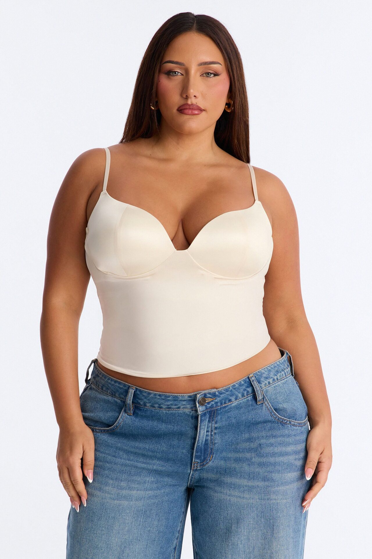 Catherine Sweetheart Satin Padded Top - Ivory