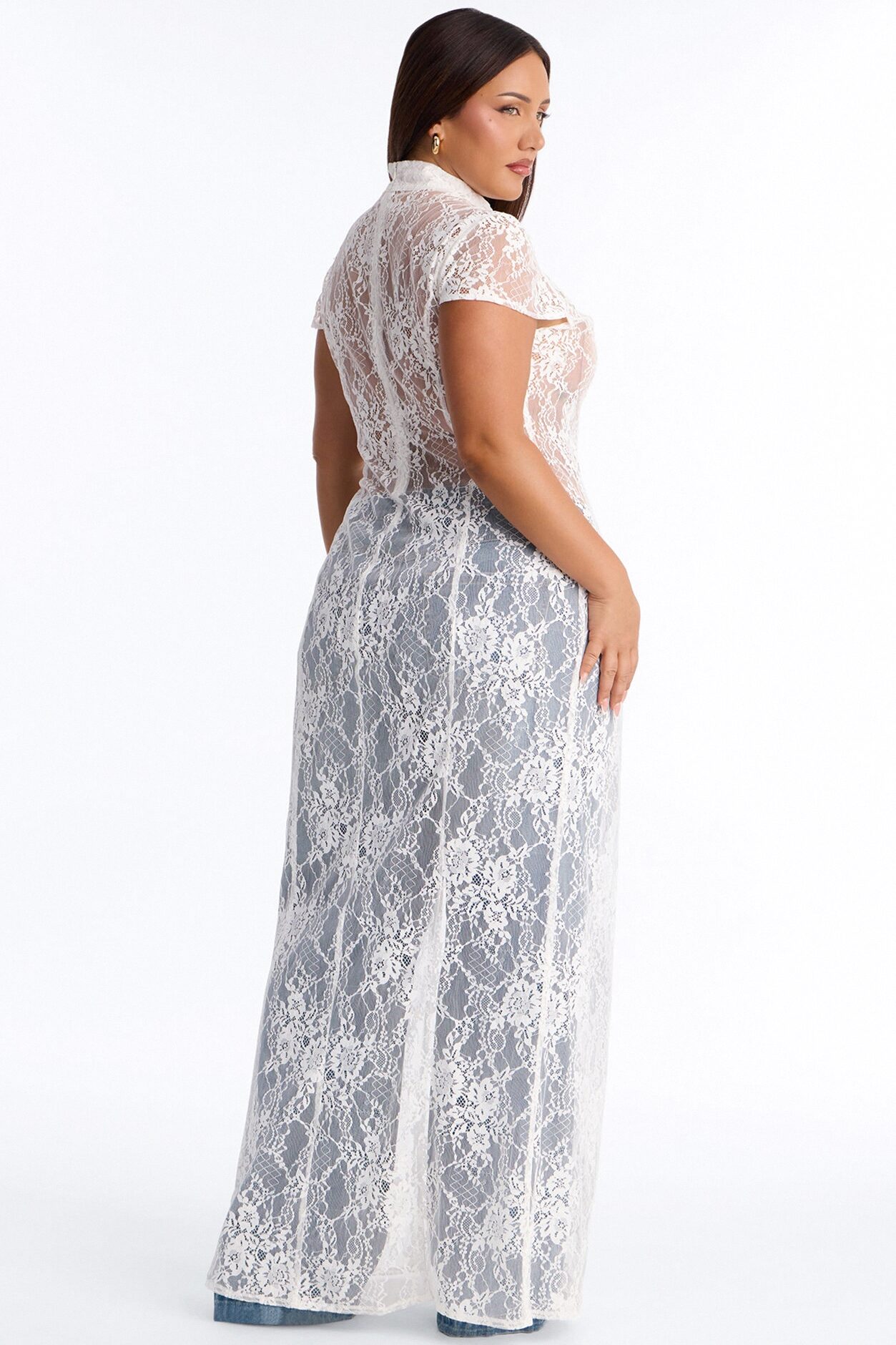 Tonight's Obsession Long Lace Top - White