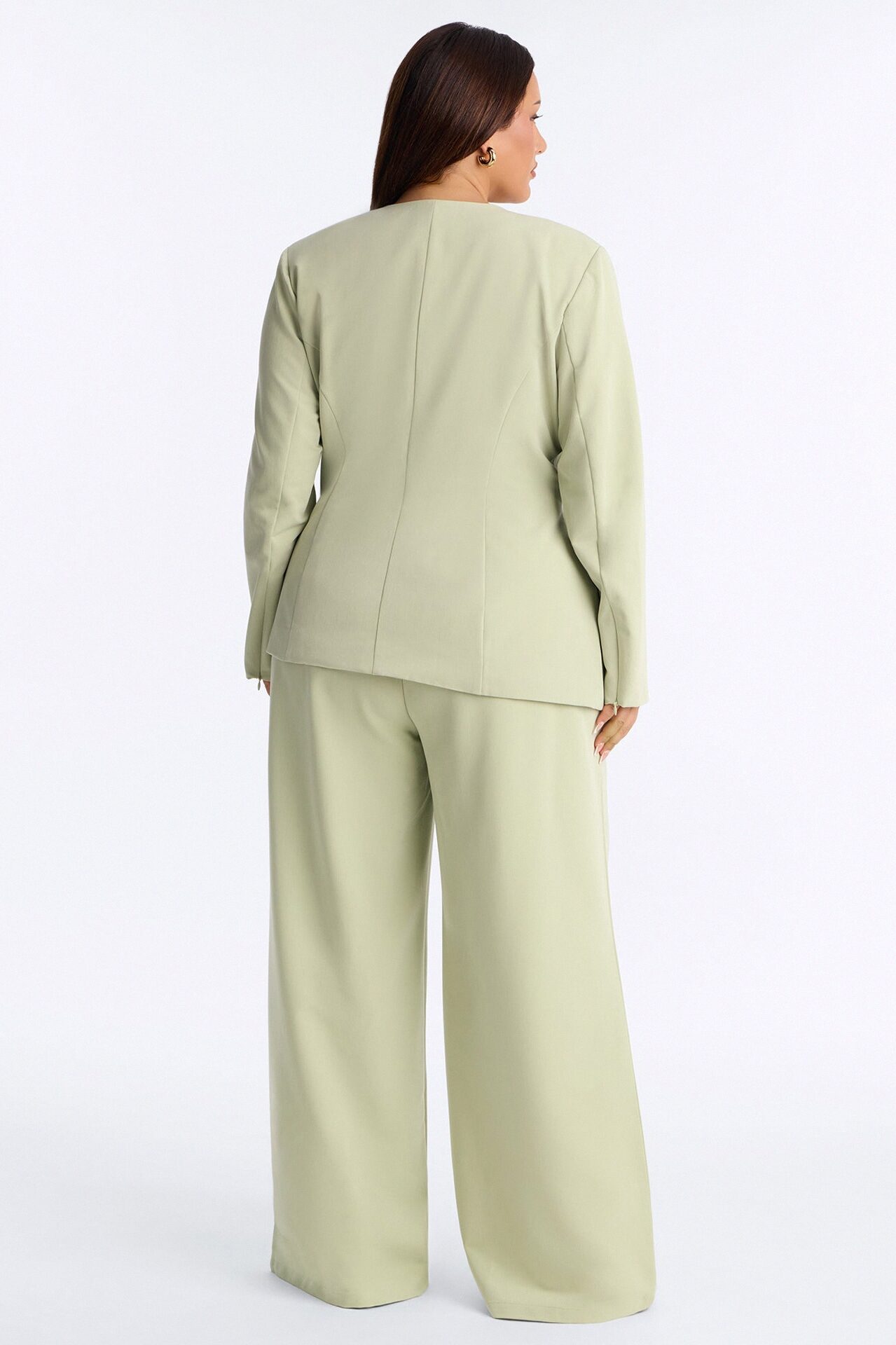 Miss Fabulous Collarless Fitted Blazer - Sage