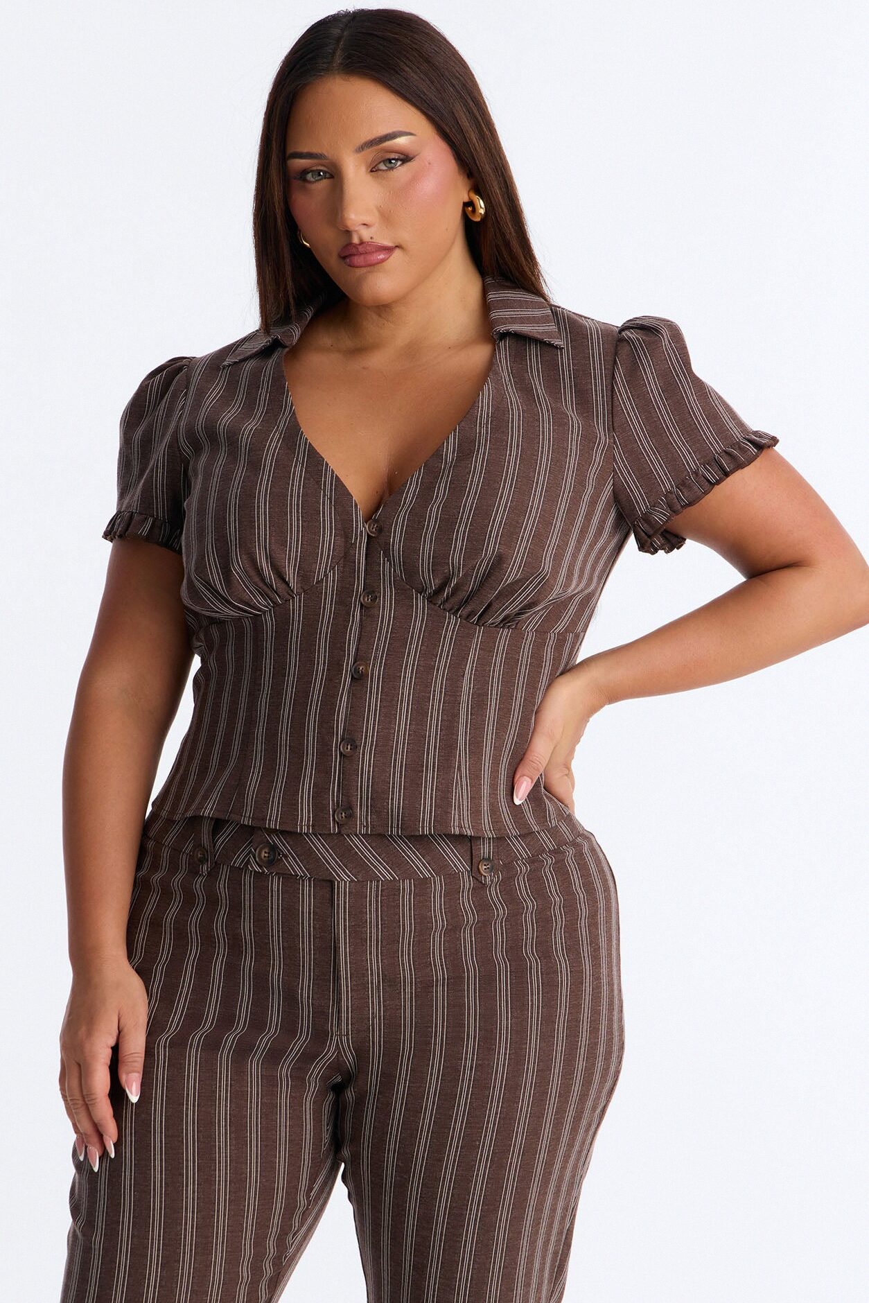 Mabel Striped Capri Set - Chocolate/Combo