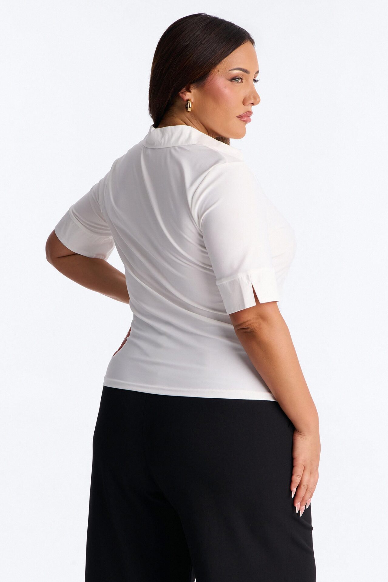 Sue Short Sleeve Button Up Shirt - White