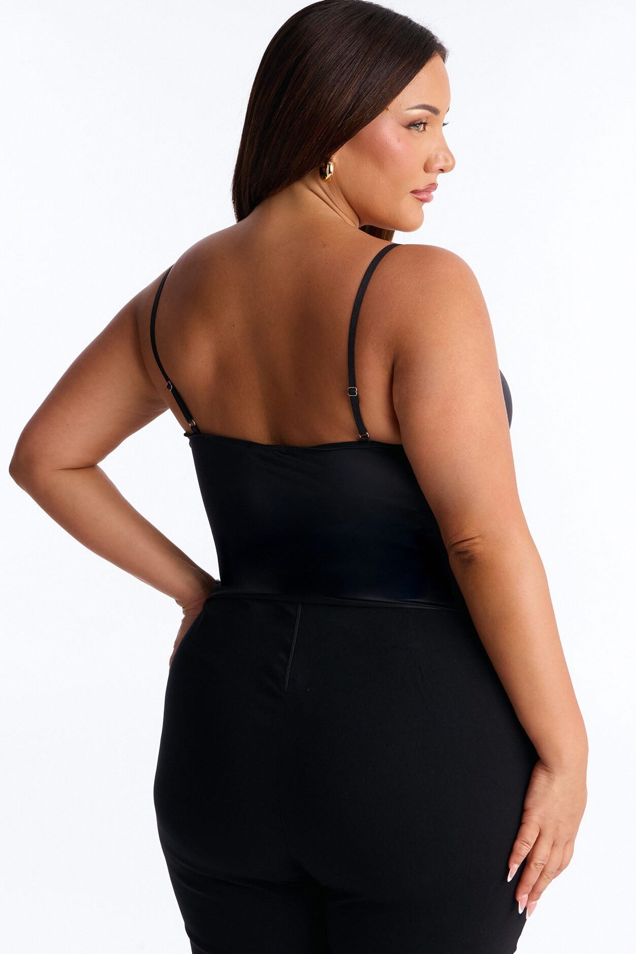 Catherine Sweetheart Satin Padded Top - Black