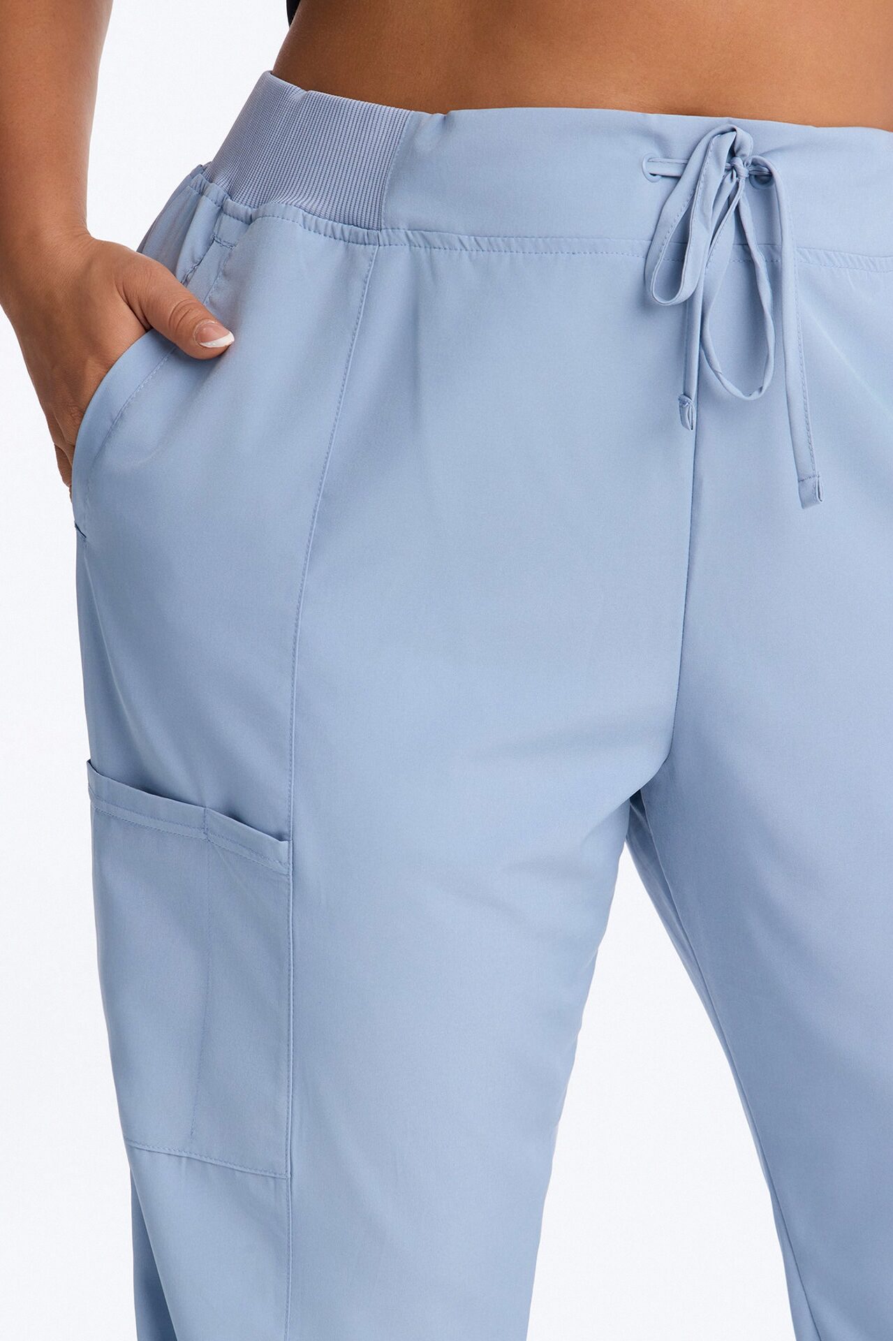 Pulse Pro 4 Way Stretch 5 Pocket Cargo Jogger Scrub Bottoms - Dusty Blue