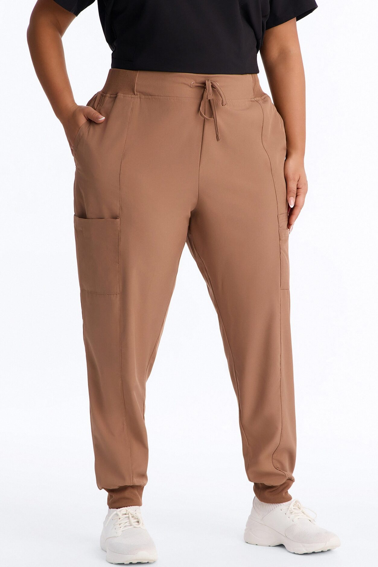 Pulse Pro 4 Way Stretch 5 Pocket Cargo Jogger Scrub Bottoms - Mocha
