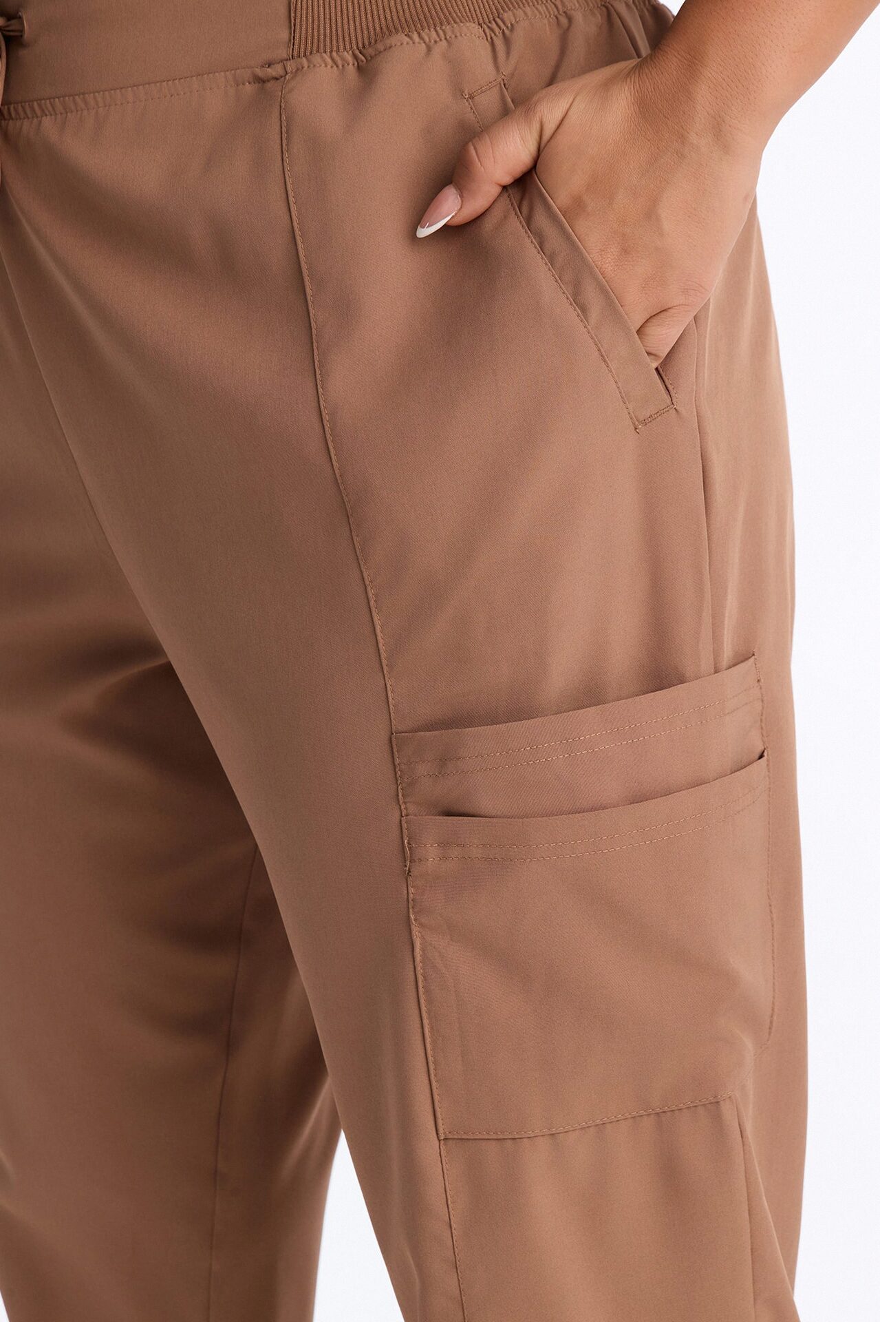 Pulse Pro 4 Way Stretch 5 Pocket Cargo Jogger Scrub Bottoms - Mocha