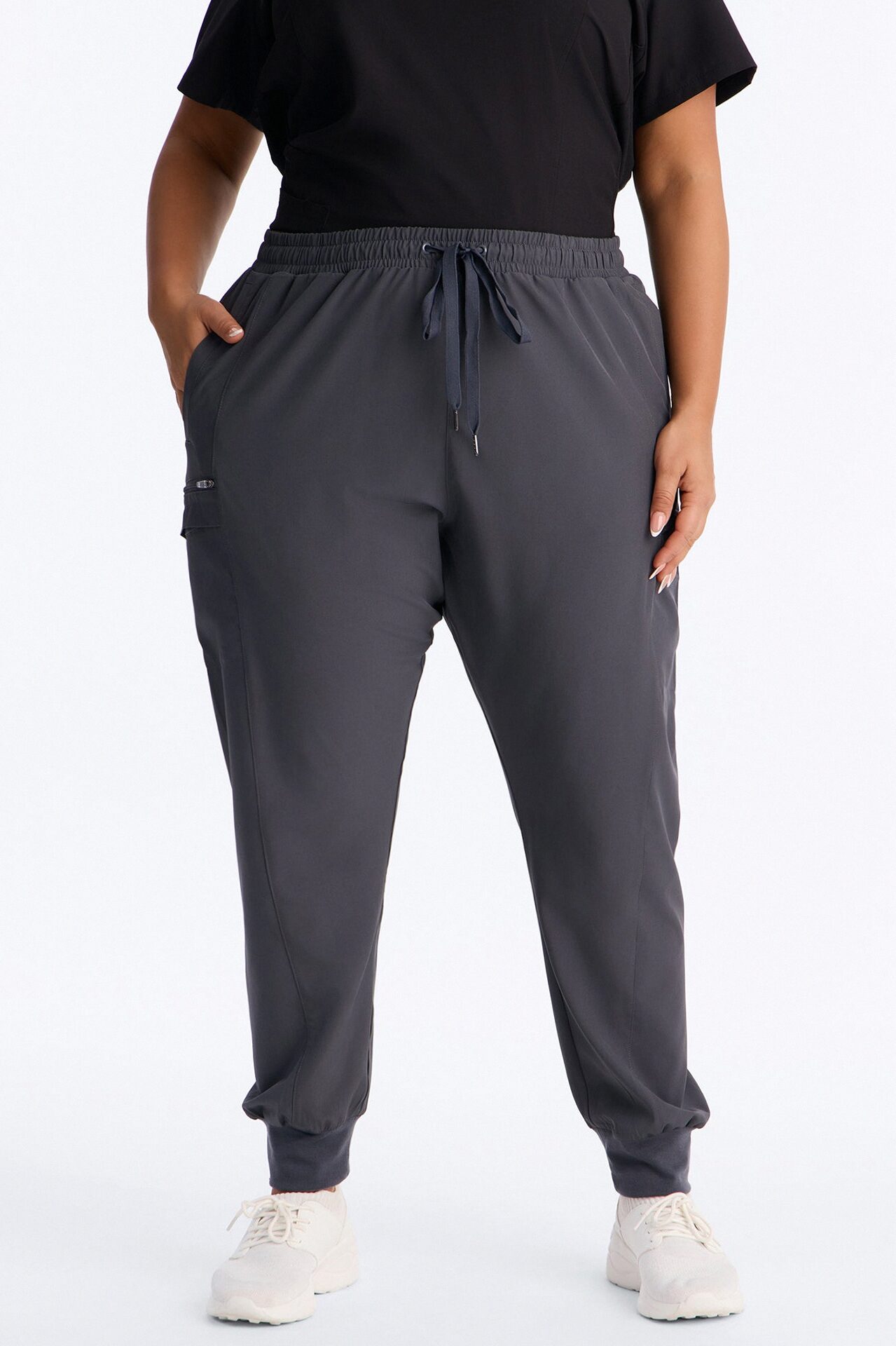 First Call 4 Way Stretch 7 Pocket Cargo Jogger Scrub Bottoms - Charcoal