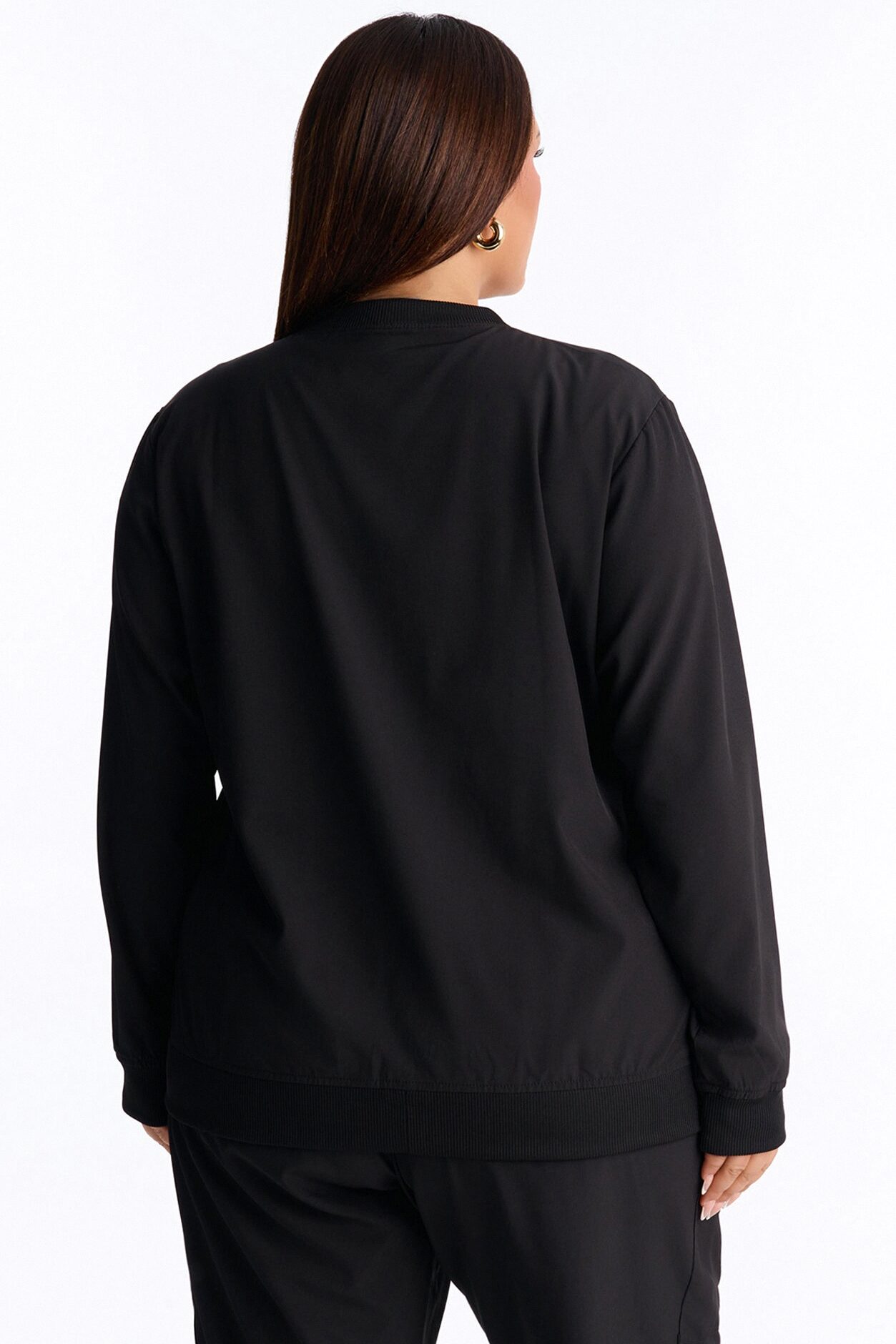 Warm Me Up 4 Way Stretch Zip Up Bomber Scrub Jacket - Black