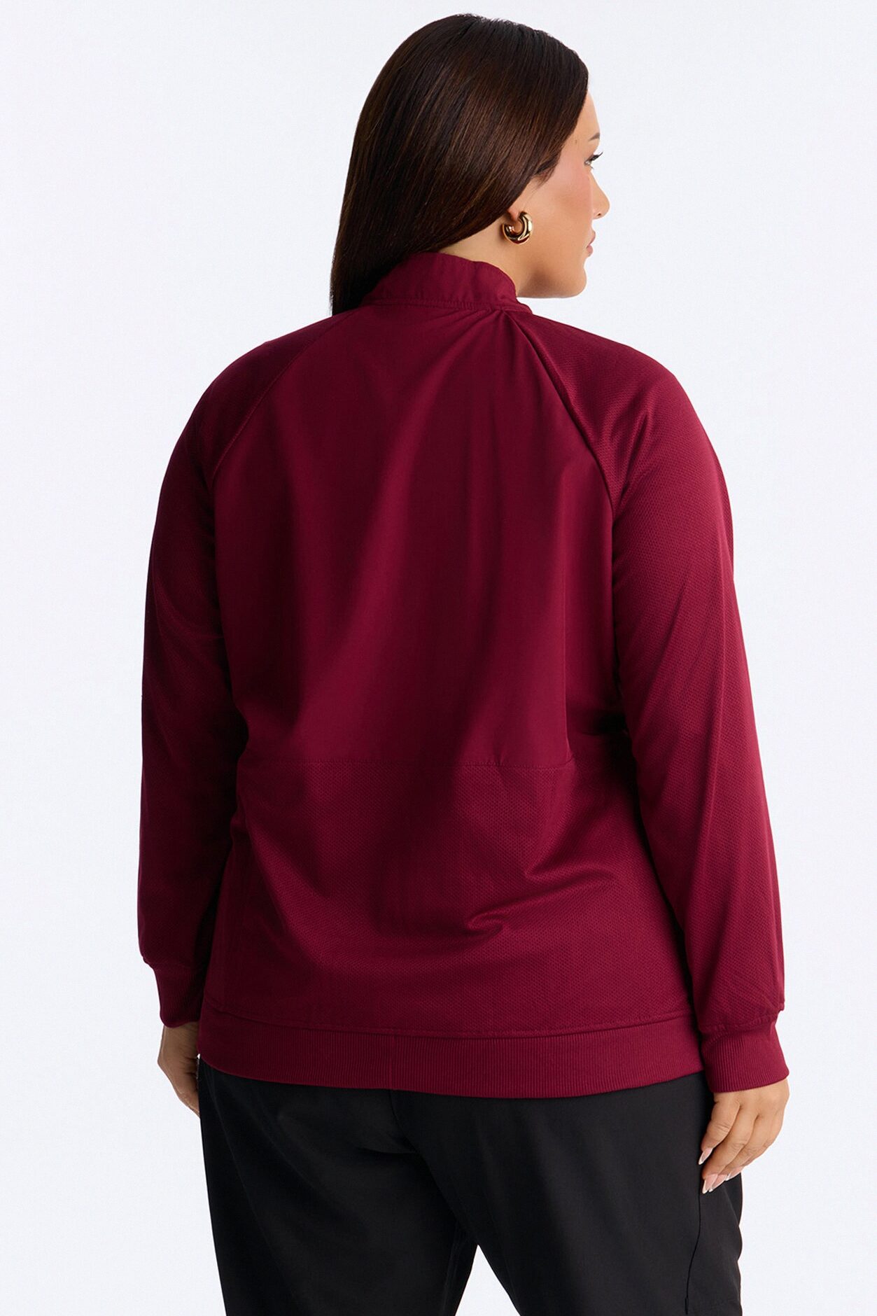 Full Shift Stretch Scrub Uniform Zip Up Jacket - Wine