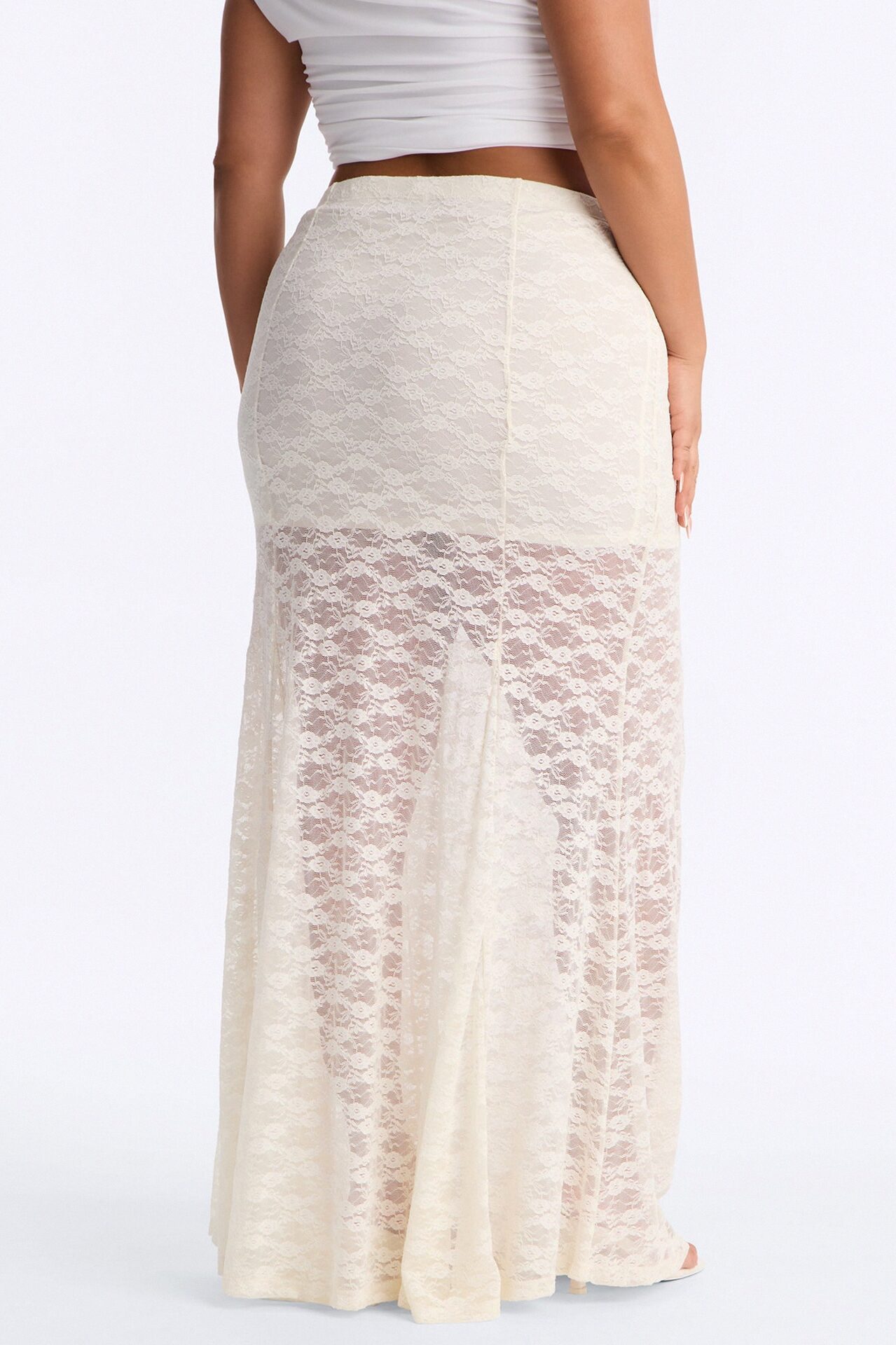 Iris High Rise Lace Maxi Skirt - Ivory