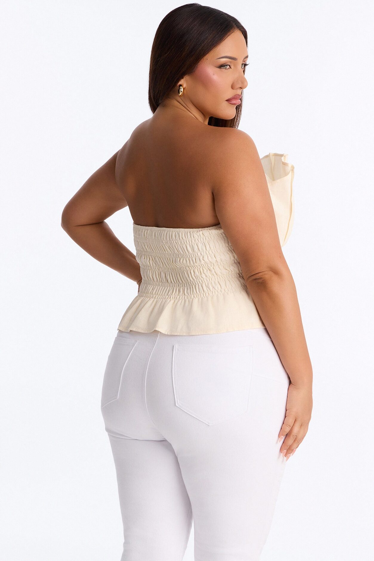 Easy Elegance Ruched Strapless Top - Cream