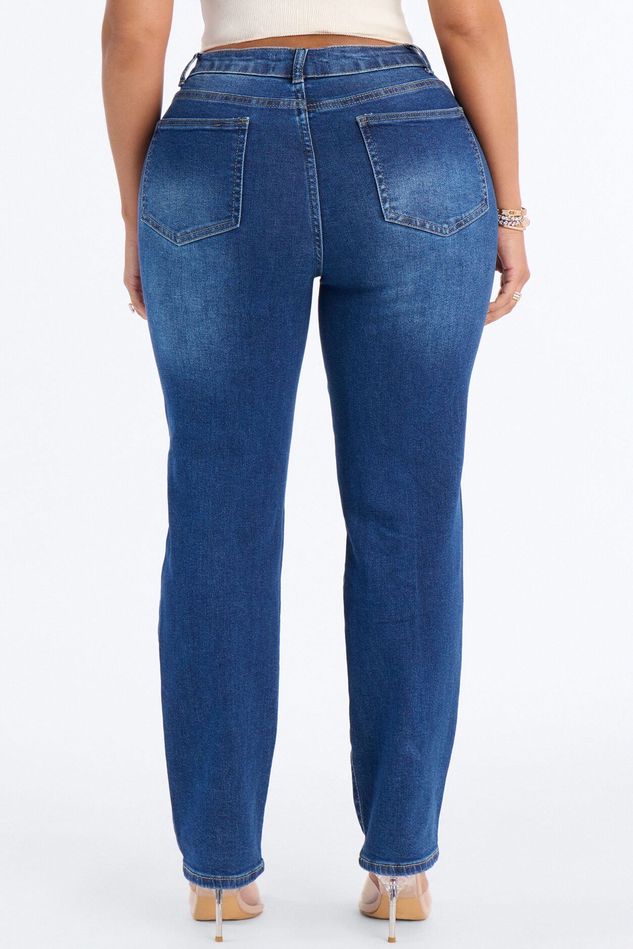 Rylie Ripped Straight Leg Jeans - Dark Wash