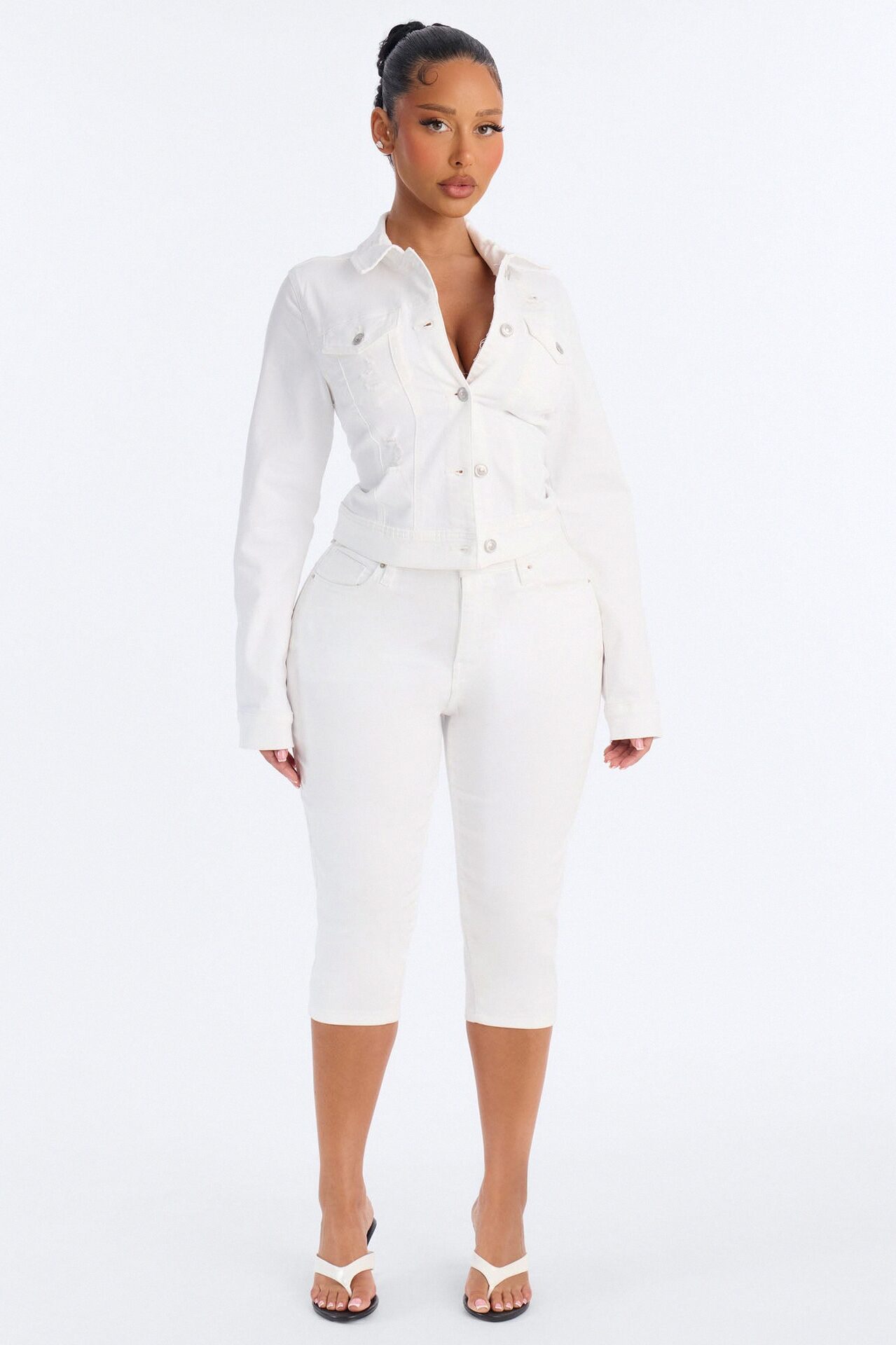 Go Getter Stretch Denim Jacket - White