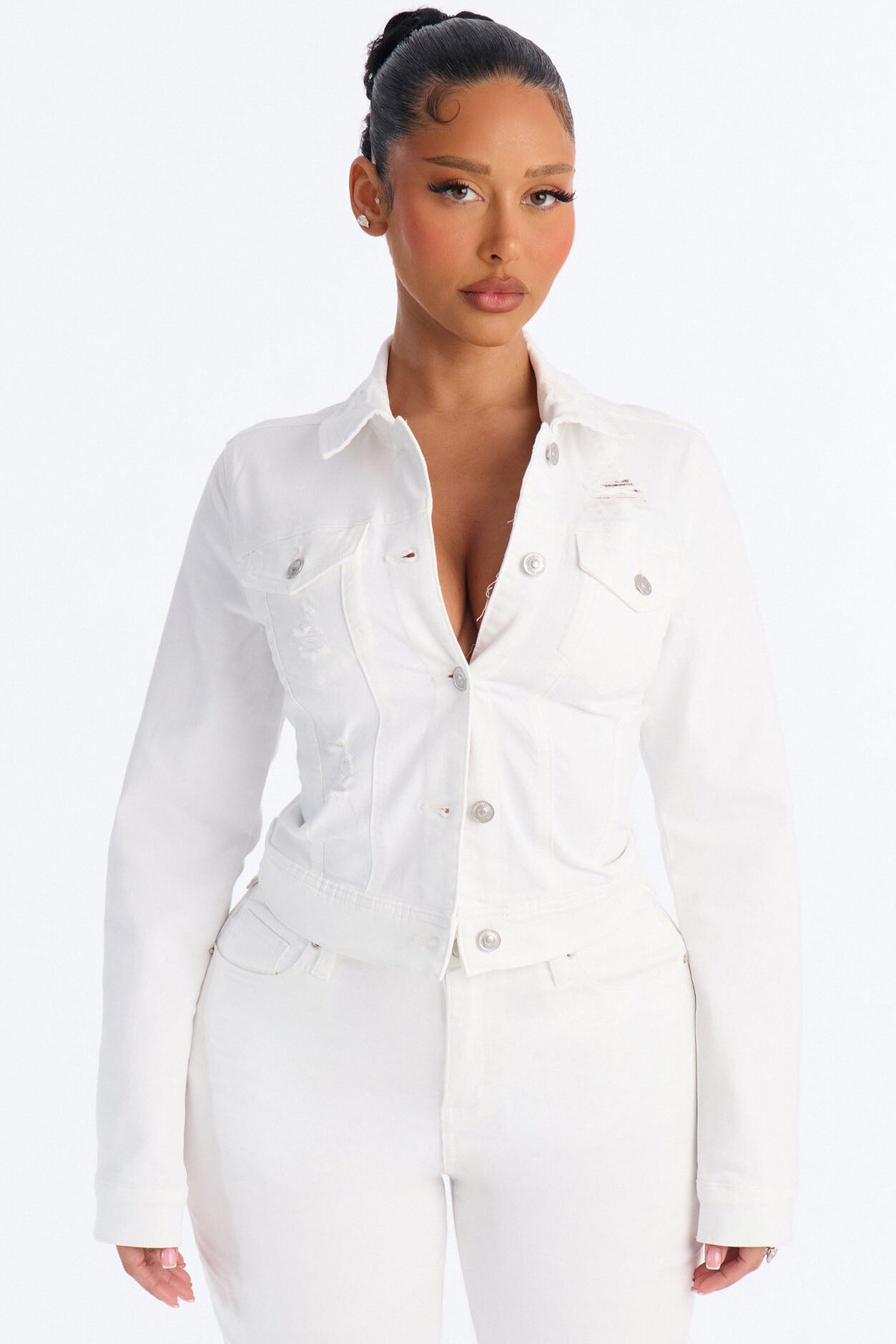 Go Getter Stretch Denim Jacket - White
