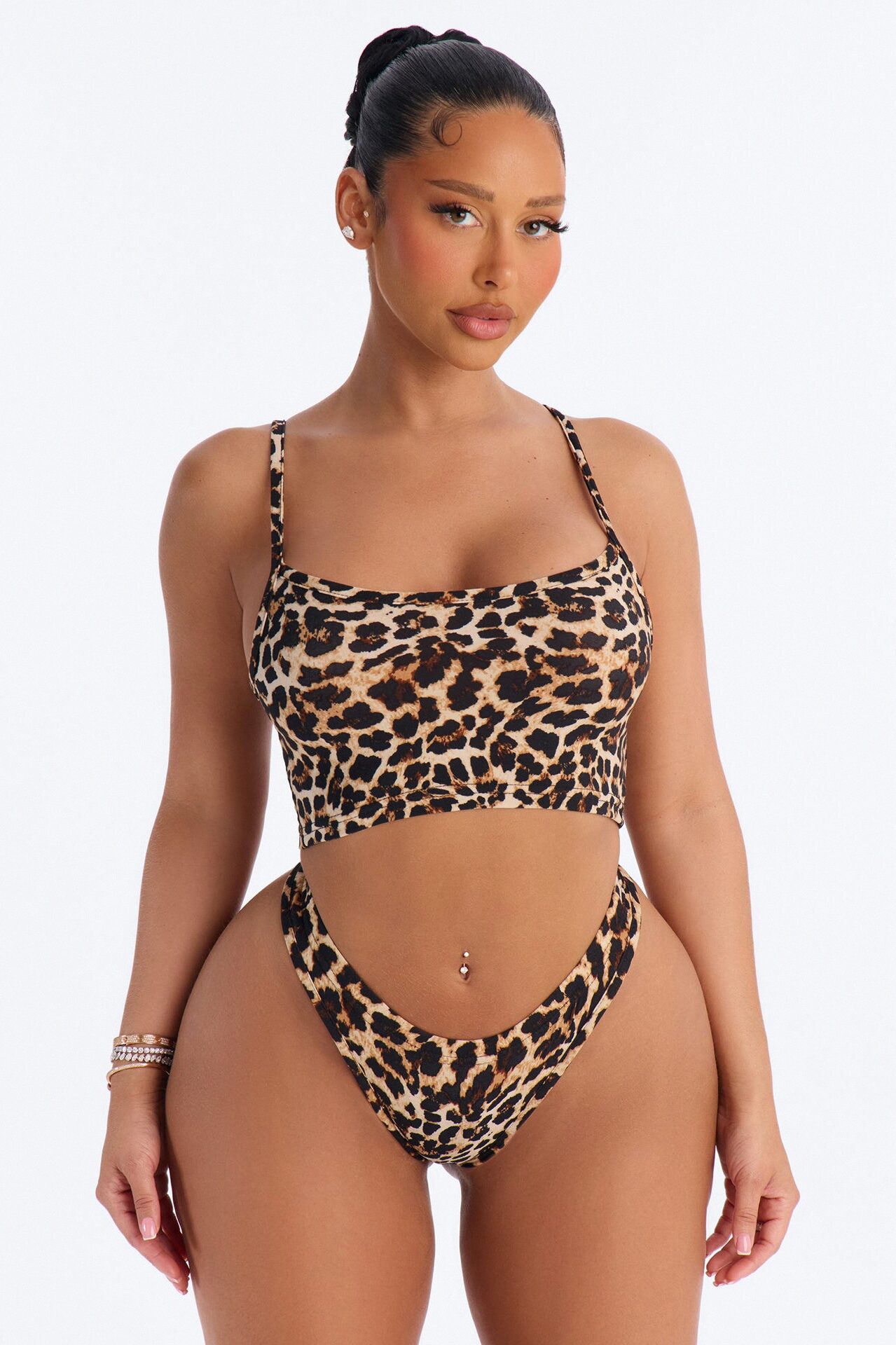 Sweet Safari Bralette Thong 2 Piece Set - Brown/combo