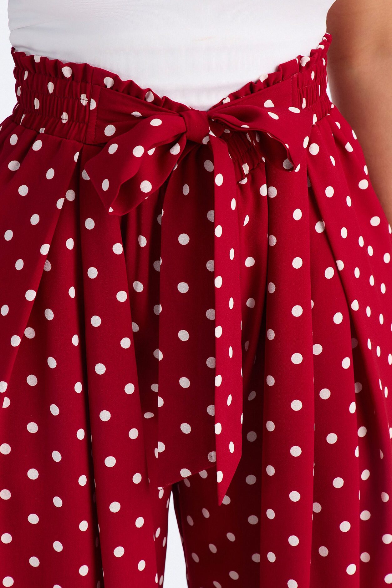 Ella Polka Dot Wide Leg Pant - Red/White