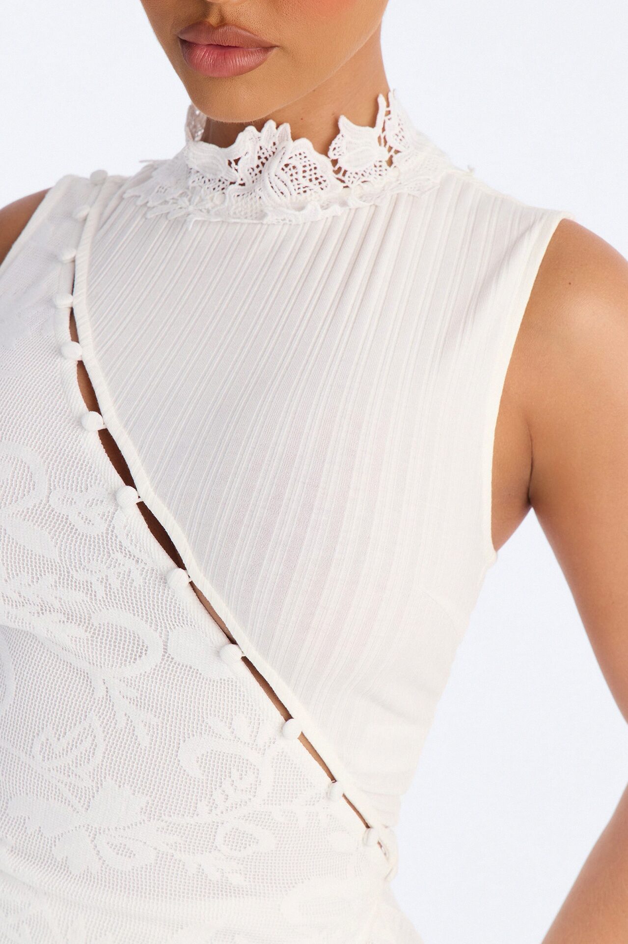 Modern Grace Sleeveless Lace Pant Set - Off White