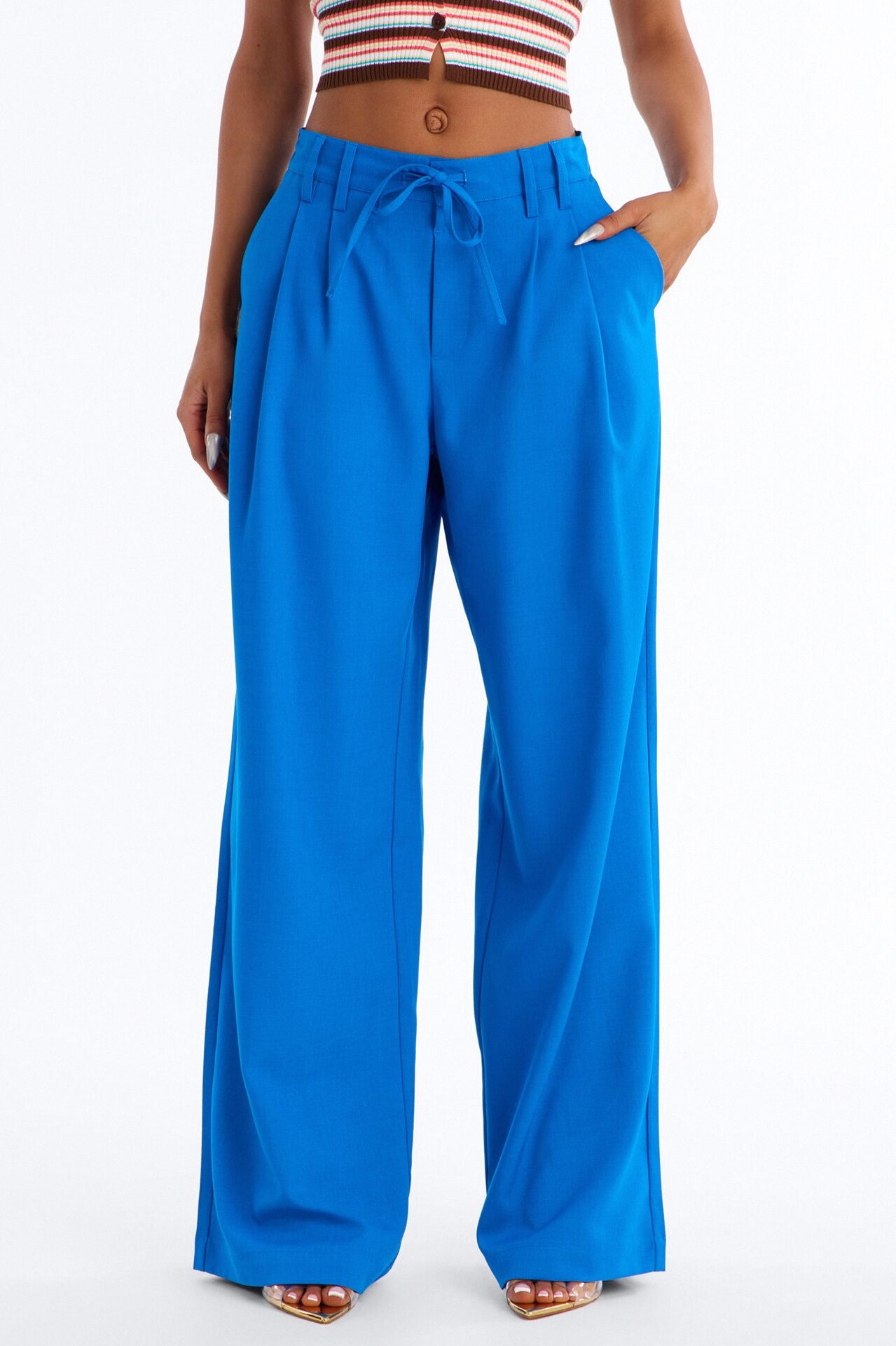 Cami Wide Leg Trouser Pant - Blue