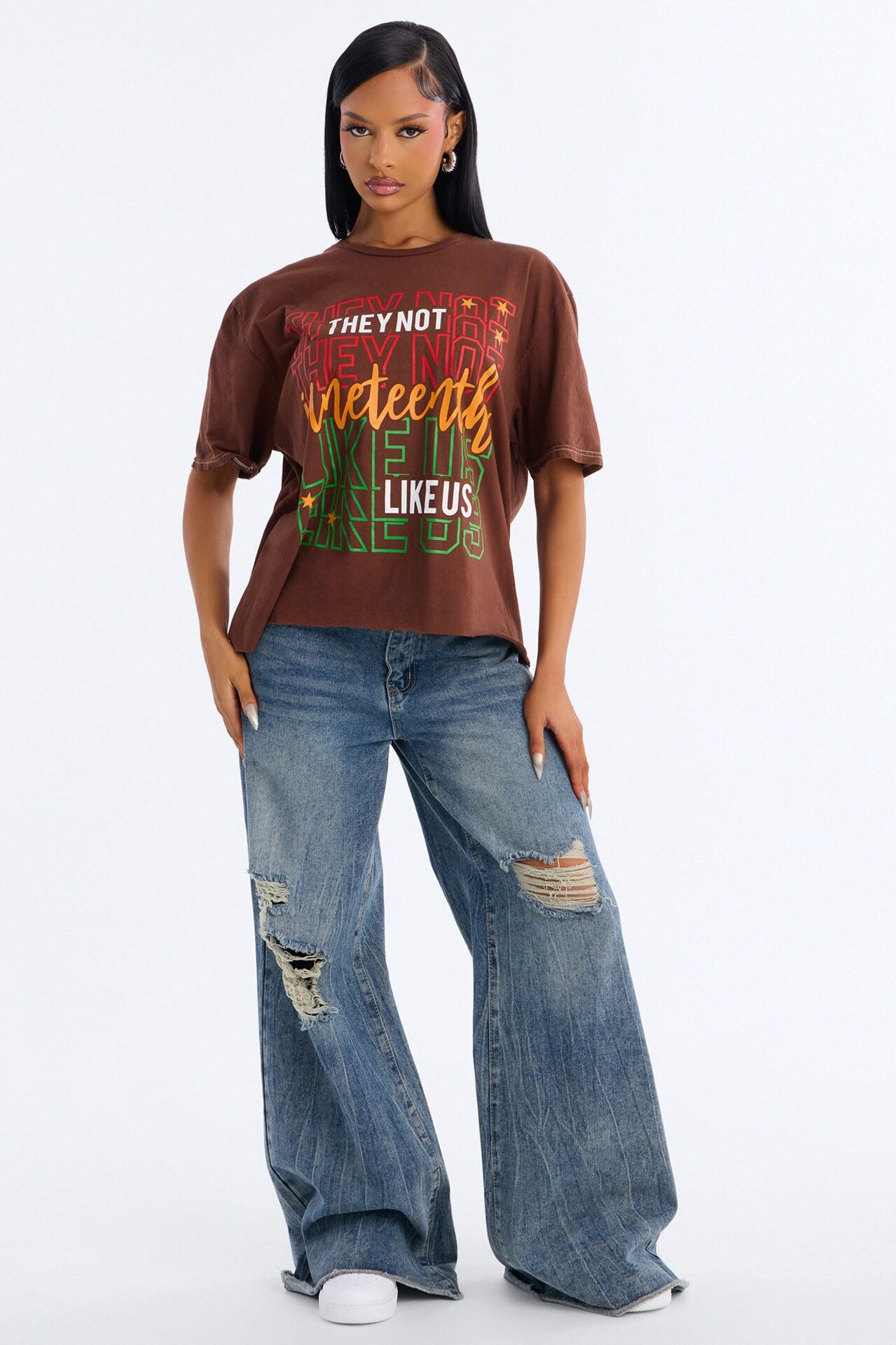 They Not Like Us Oversized Tee - Brown