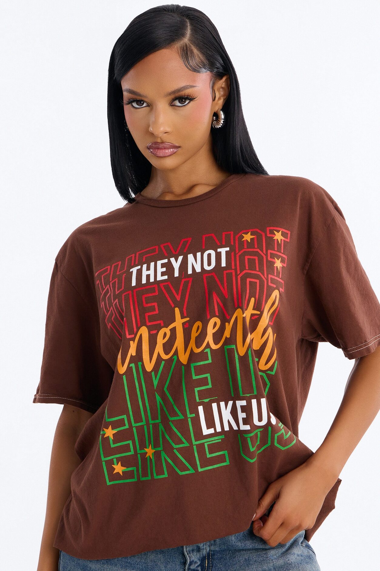 They Not Like Us Oversized Tee - Brown