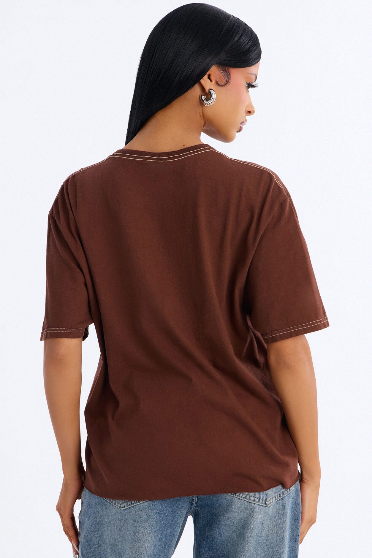Women Love Oversized Tee - Brown