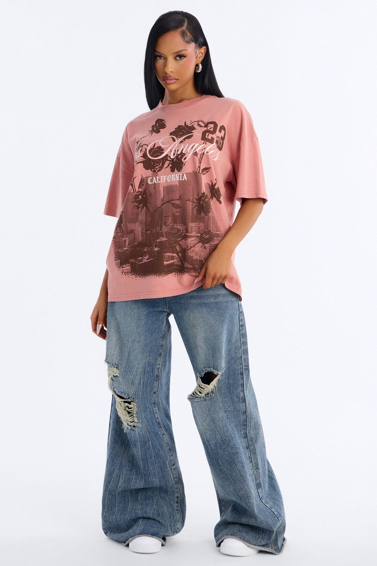 Los Angeles Rose's Washed T-Shirt - Blush